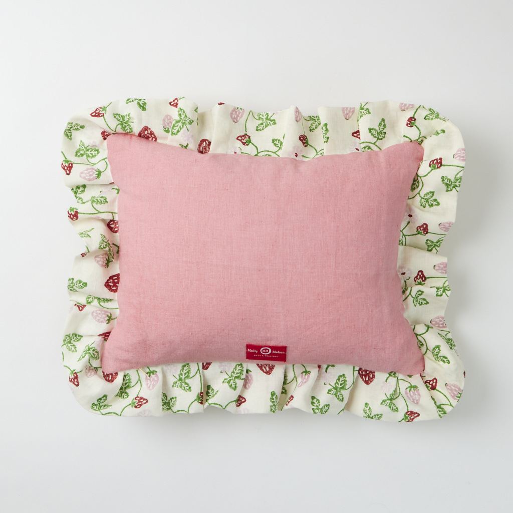Strawberry Grass Cushion with Frill - Soft Decorative Pillow for Home, Bedroom, and Living Room - Perfect for Cozy Comfort and Stylish Decor