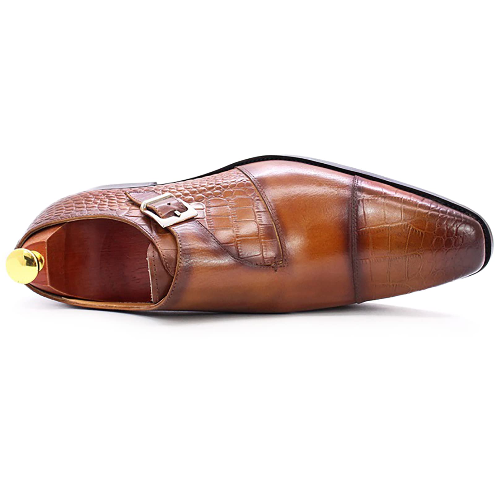 Men's Genuine Leather Loafers - Comfortable Slip-On Monk Shoes | Classic Oxford Business Dress Shoes for Wedding & Office | Brown Size 43 | Perfect for Formal Events, Business Meetings & Smart Casual Occasions