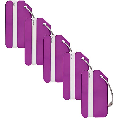 Durable Aluminum Luggage Tags & Baggage Identifiers - Personalized Purple Travel Accessories for Suitcases, Backpacks & Carry-Ons | Perfect for Airports, Cruises & Business Trips