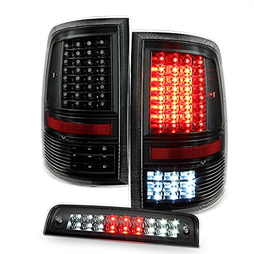 AKKON Smoked LED Taillights & 3rd Brake Light Kit for 2009-2018 Dodge Ram 1500/2500/3500 - Black C Strip Design, Enhanced Visibility & Style for Night Driving & Off-Road Adventures