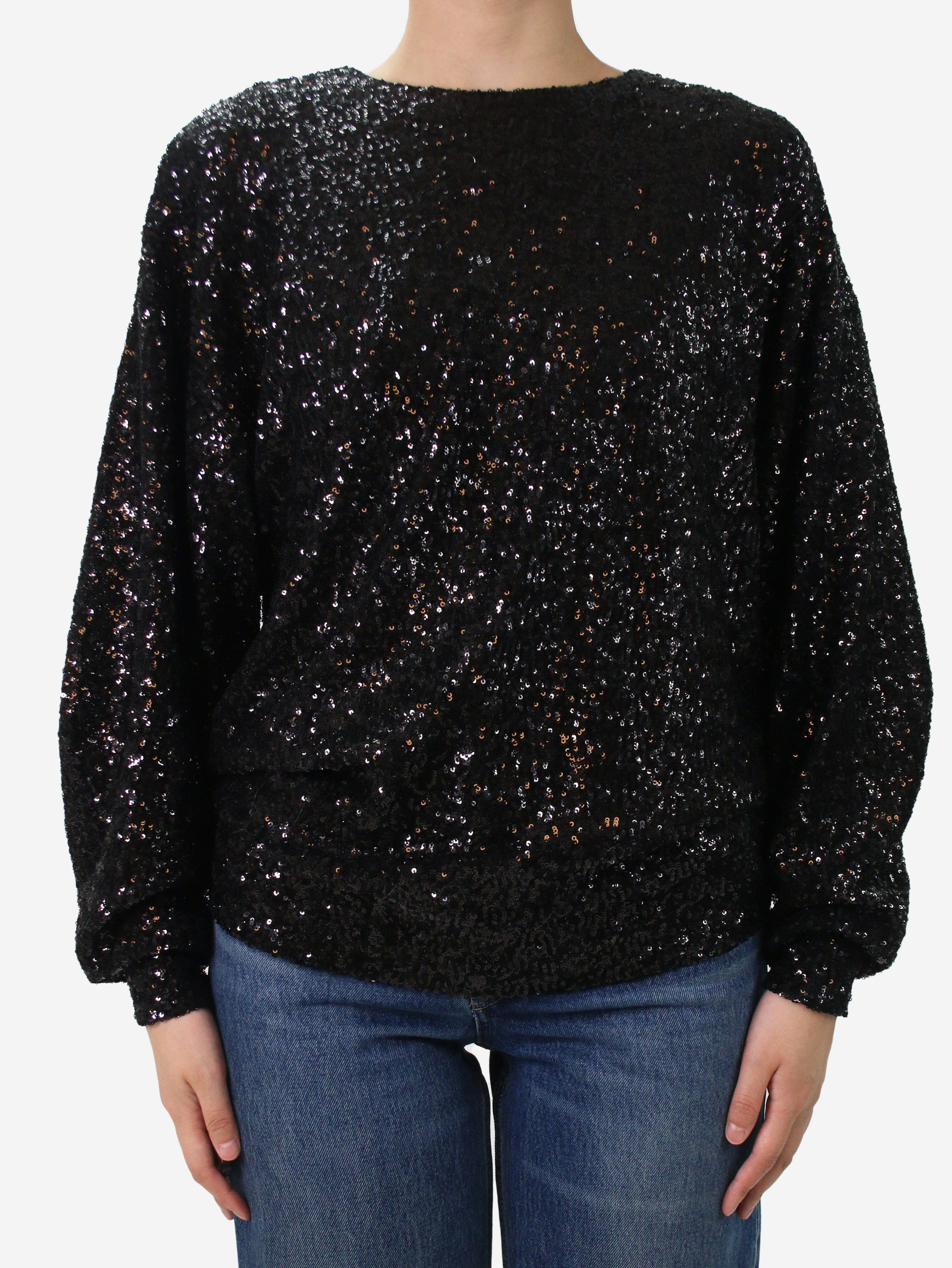 Isabel Marant Black Sequin Embellished Top Women's Blouse Size FR 36 (US 6) - Perfect for Evening Parties, Date Nights & Special Occasions