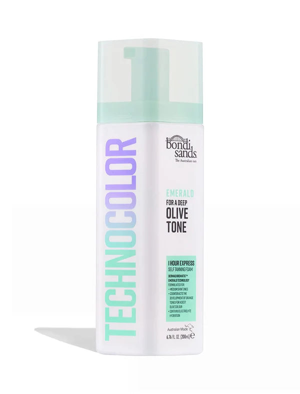 Bondi Sands Technocolor Emerald 1 Hour Express Self Tanning Foam - 200ml | Fast-Acting Tan for Fair to Medium Skin Tones | Perfect for Parties, Vacations & Special Occasions