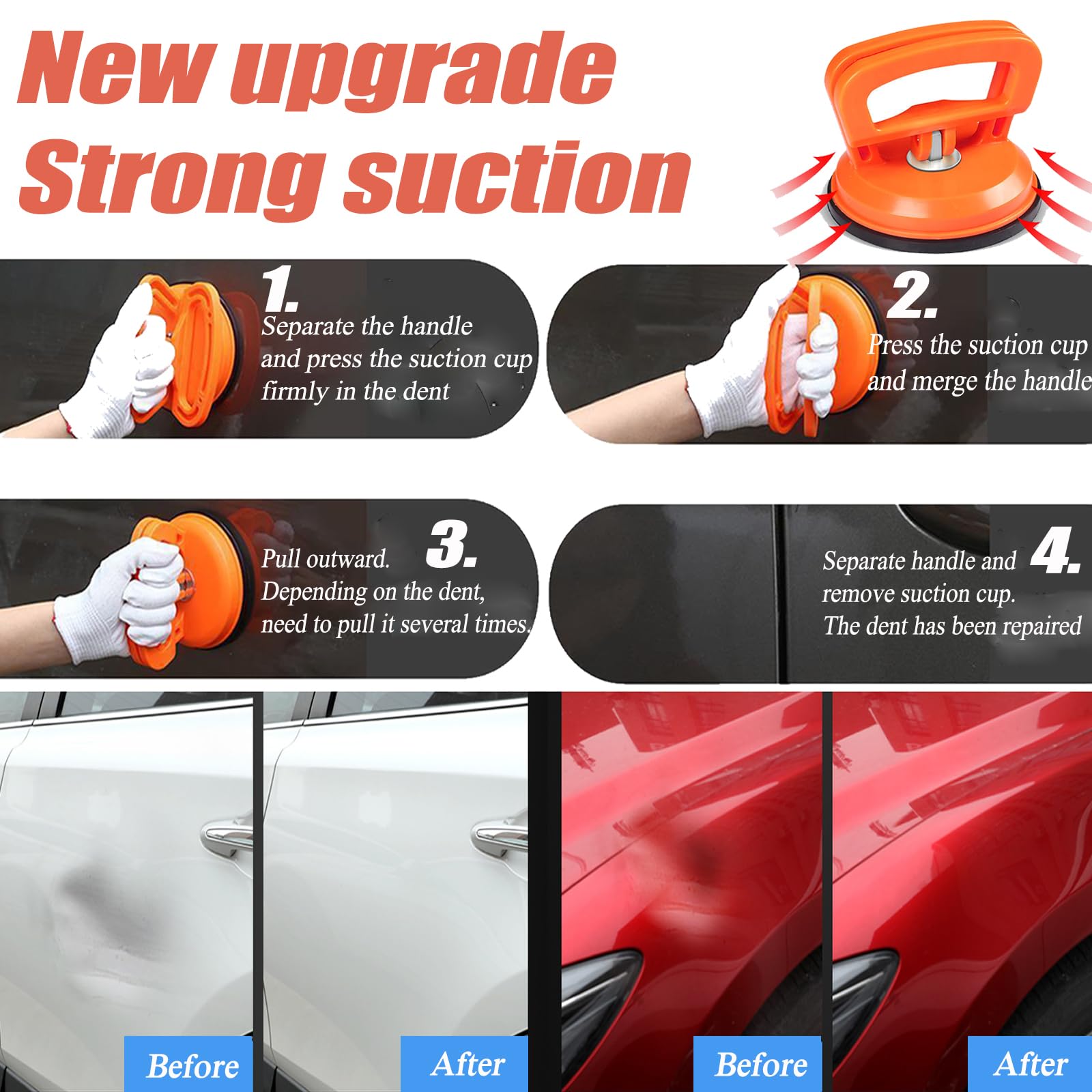 Powerful Car Dent Puller Kit - Professional Auto Dent Removal Tool for Vehicle Body Repair, Glass, Screen & Tile Lifting - Essential for DIY Garage, Collision Repair & Mobile Mechanics