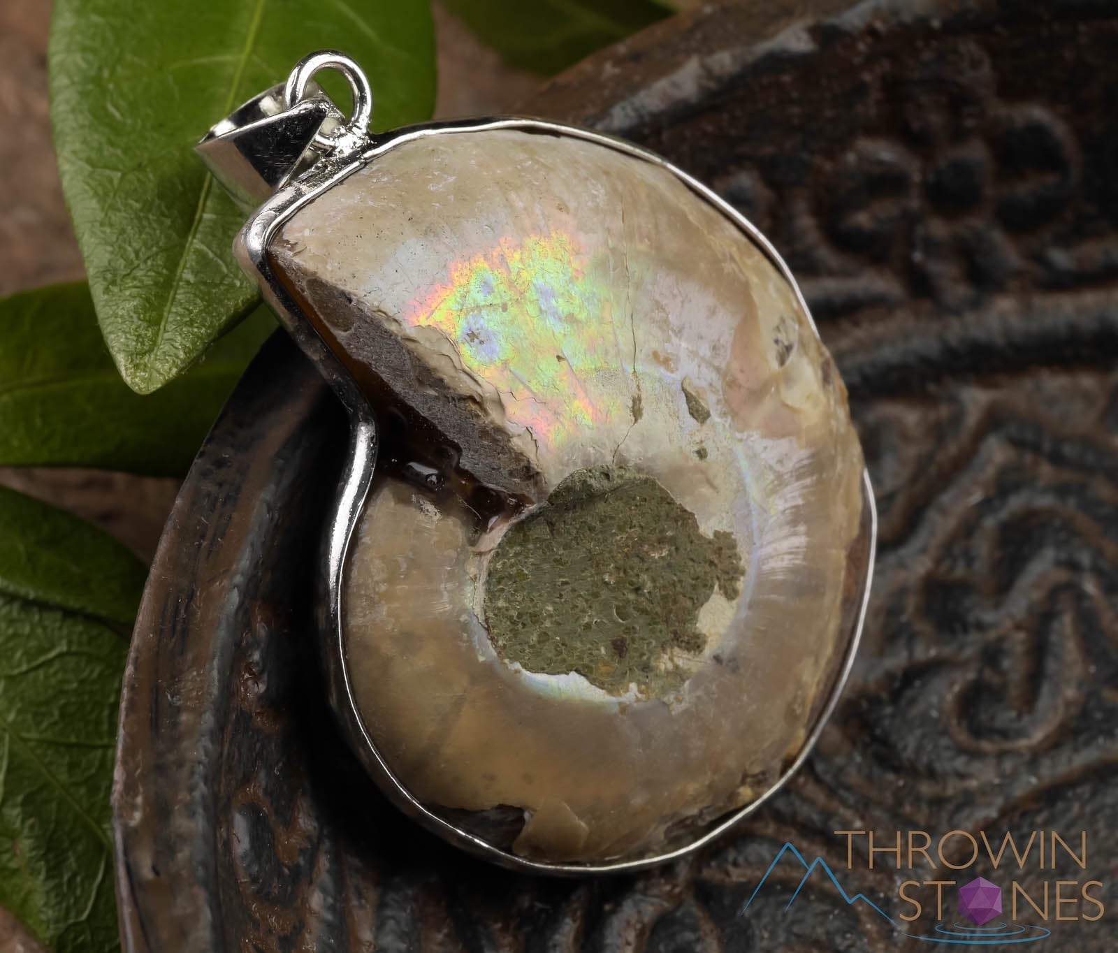 AMMONITE Fossil Pendant - Natural Ammolite & Opalized Ammonite Jewelry with Iridescent Colors | Unique Gift for Women, Men | Perfect for Birthdays, Anniversaries & Spiritual Healing (E0282)