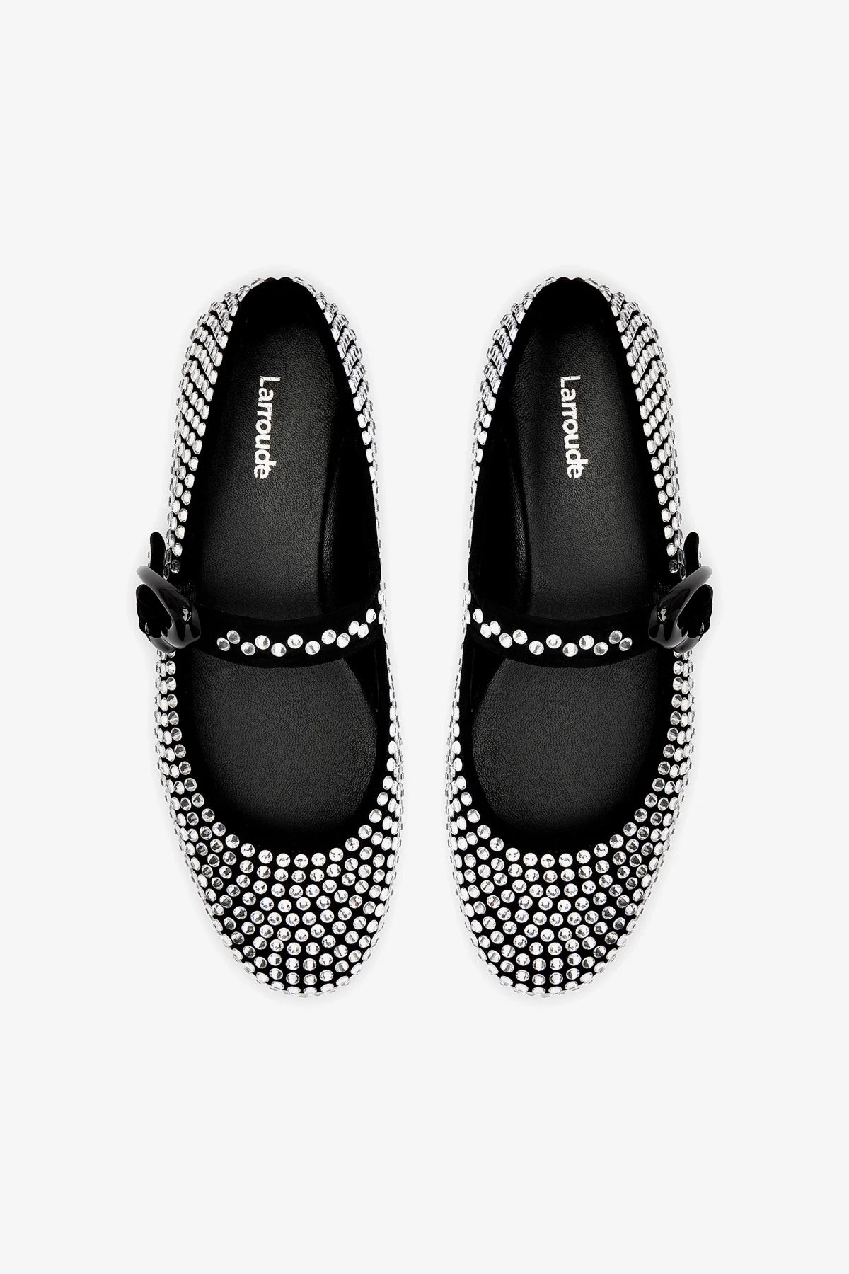 Verona Black Suede Ballet Flats with Crystal Accents - Elegant & Comfortable Shoes for Women, Perfect for Work, Parties & Casual Wear