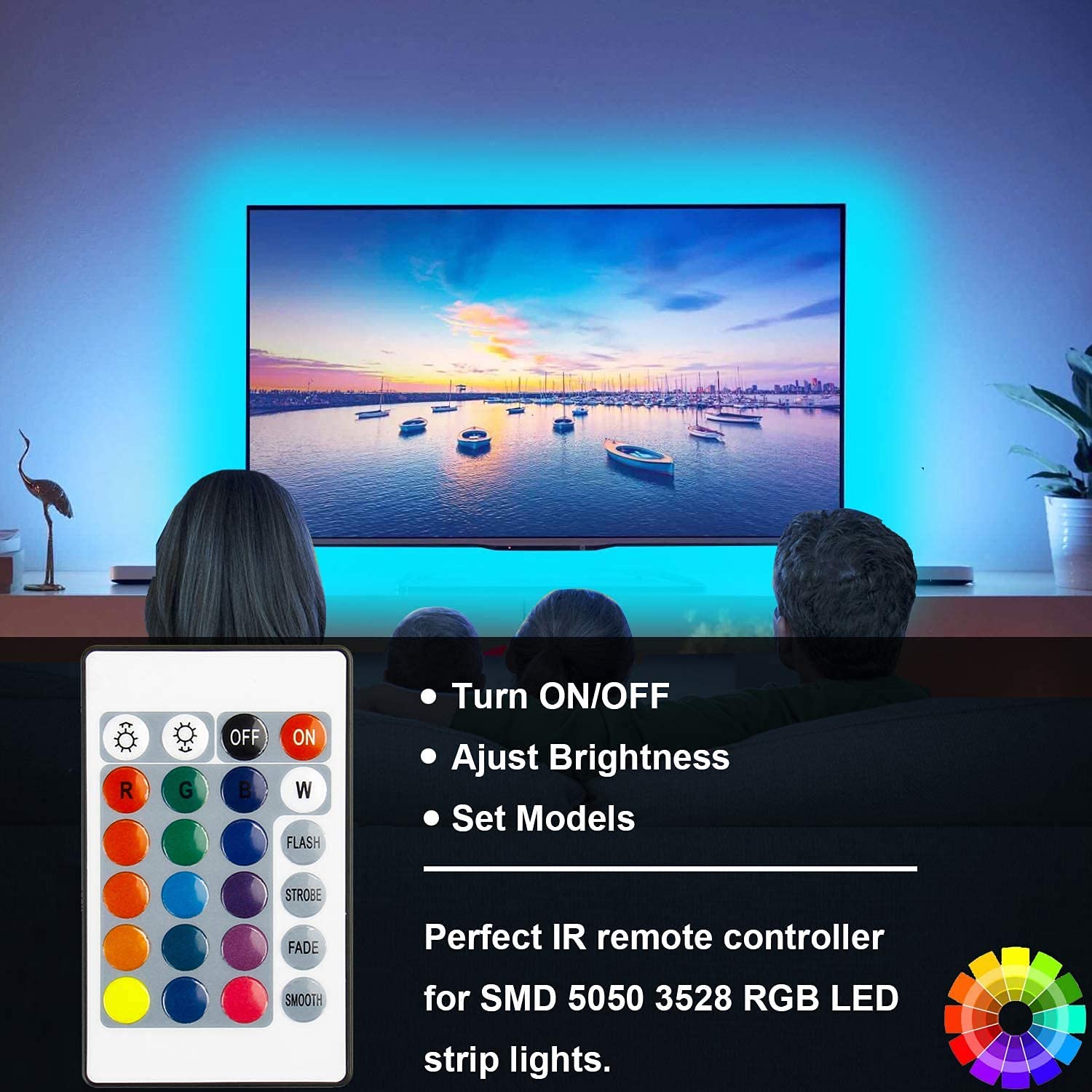 SUPERNIGHT 24 Keys RGB LED Strip Light Wireless Dimmer Remote Controller - Replacement for SMD 5050 3528 2835 LED Strips - Perfect for Home, Bedroom, Party, and Holiday Lighting Decoration