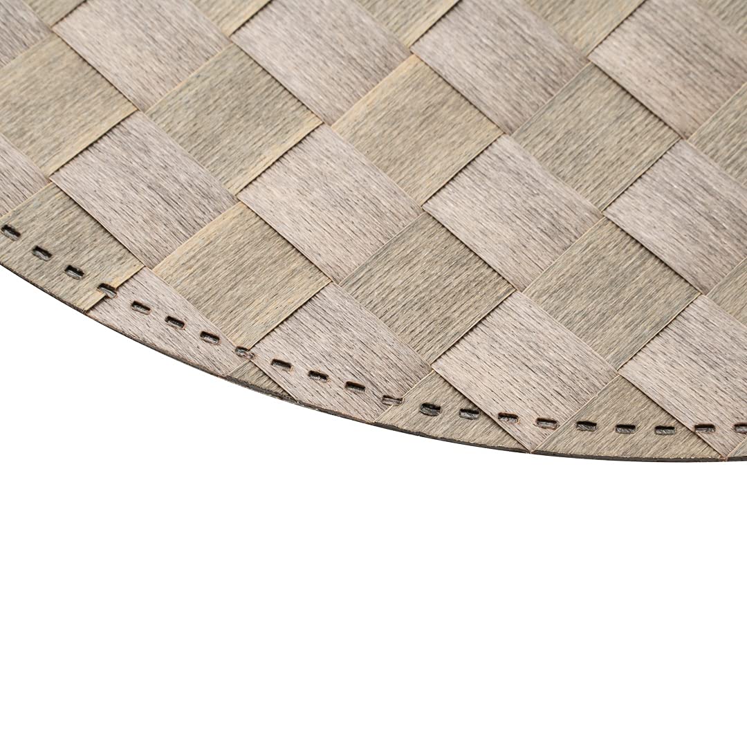 Restaurantware Macroweave 15 Inch Round Woven Placemats Set of 6 - Durable & Easy Clean Light Brown Plastic Table Mats for Dining Room, Kitchen, Restaurant or Outdoor Use
