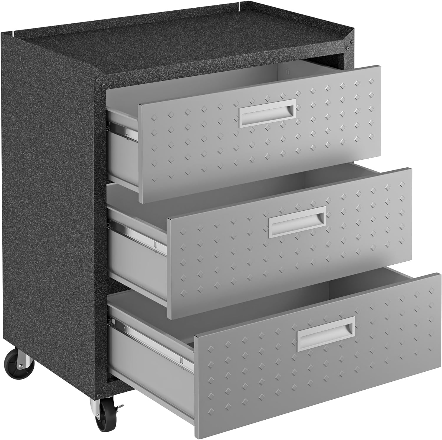Manhattan Comfort Fortress Collection Durable Mobile Garage Chest - Heavy-Duty Storage for Tools & Supplies, Dark Charcoal Gray/Silver - Perfect for Workshop, Garage & Home Organization