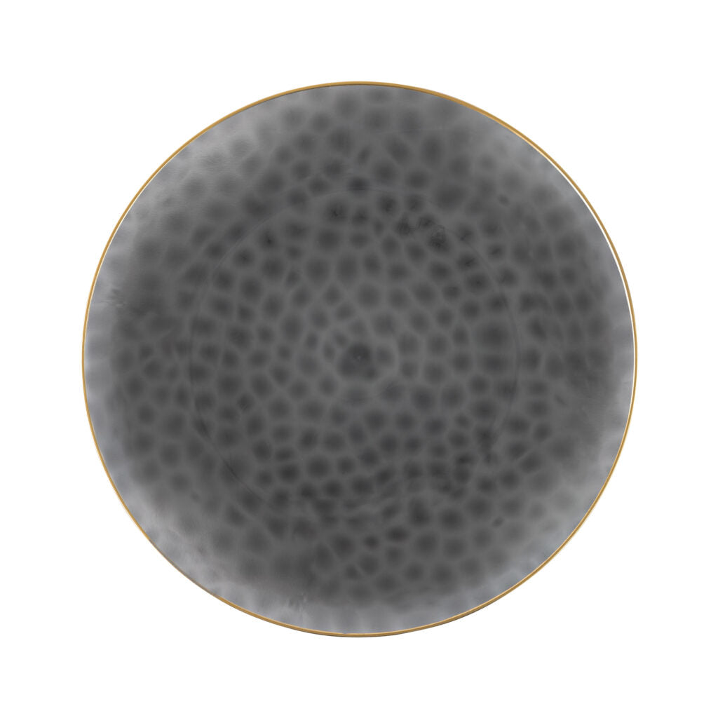 Elegant Transparent Black & Gold Round Hammered Plastic Plates - Organic Hammered Design for Parties, Weddings & Elegant Dining