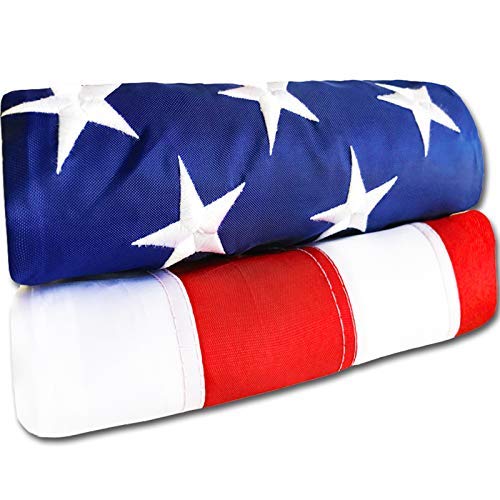 Premium Heavy-Duty American Flag 6x10 ft - USA Flag with Embroidered Stars & Sewn Stripes - Outdoor Nylon US Flag with UV Protection & Brass Grommets - Perfect for Backyards, Parades, and Patriotic Events