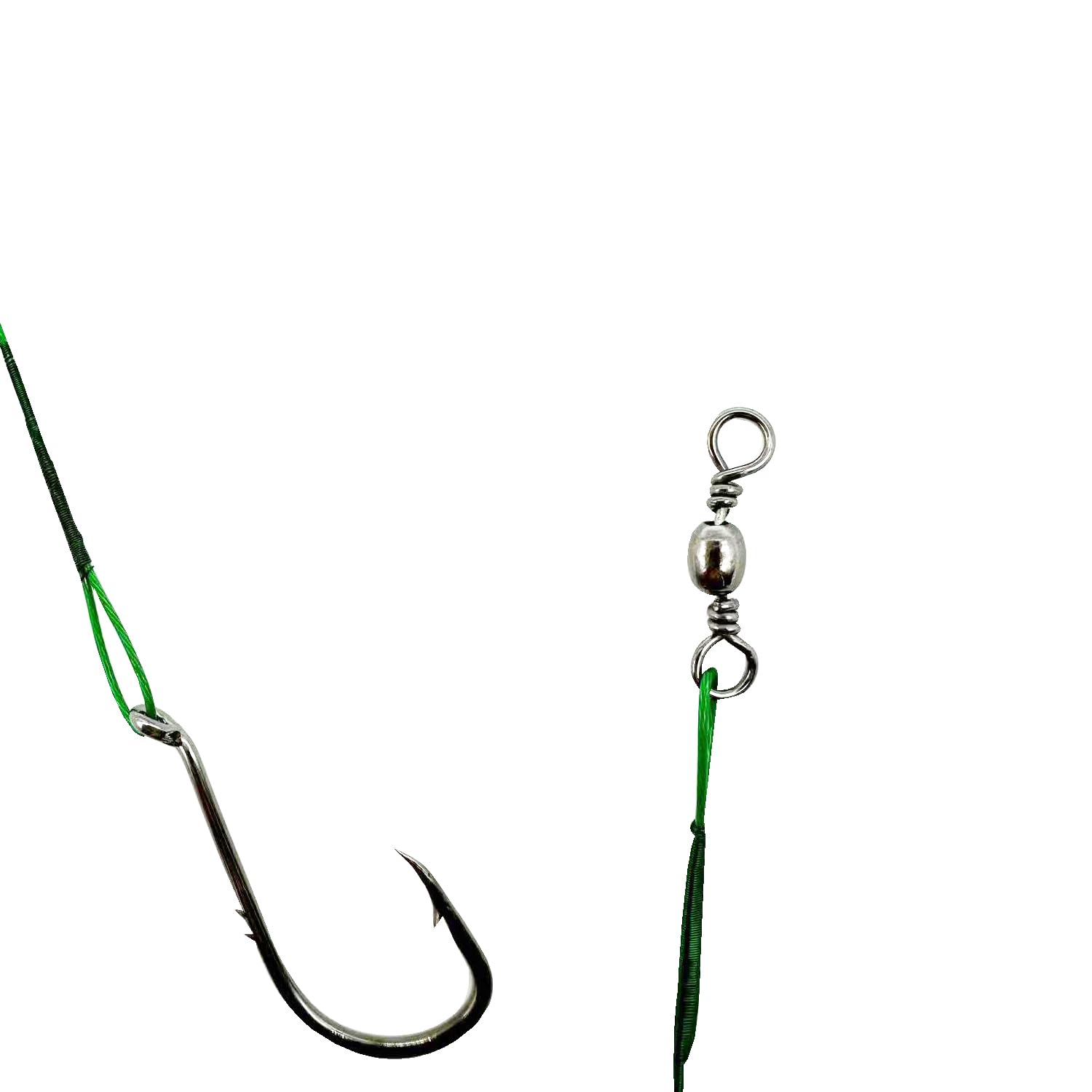 20pcs Bait Holder Octopus Fishing Hooks Rigs - Saltwater Steel Leader Wire with 2 Barbs - Size 1/0 10.9