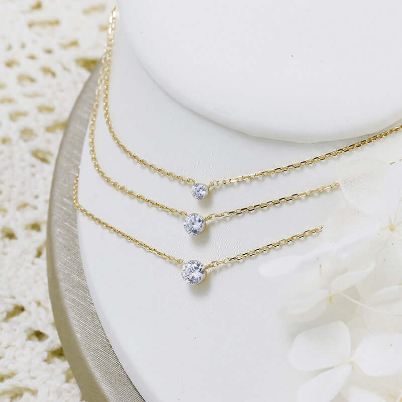 14K Gold Solitaire Moissanite Pendant Necklace for Women | Elegant Dainty Jewelry Gift for Anniversary, Birthday & Valentine's Day | Perfect for Everyday Wear & Special Occasions