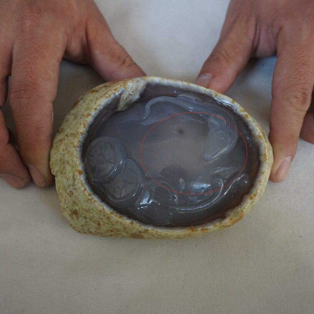 1.3lb Rare Natural Moving Water Bubbles Enhydro Agate Quartz Crystal Carving - Unique Healing Stone for Meditation, Home Decor & Spiritual Collection