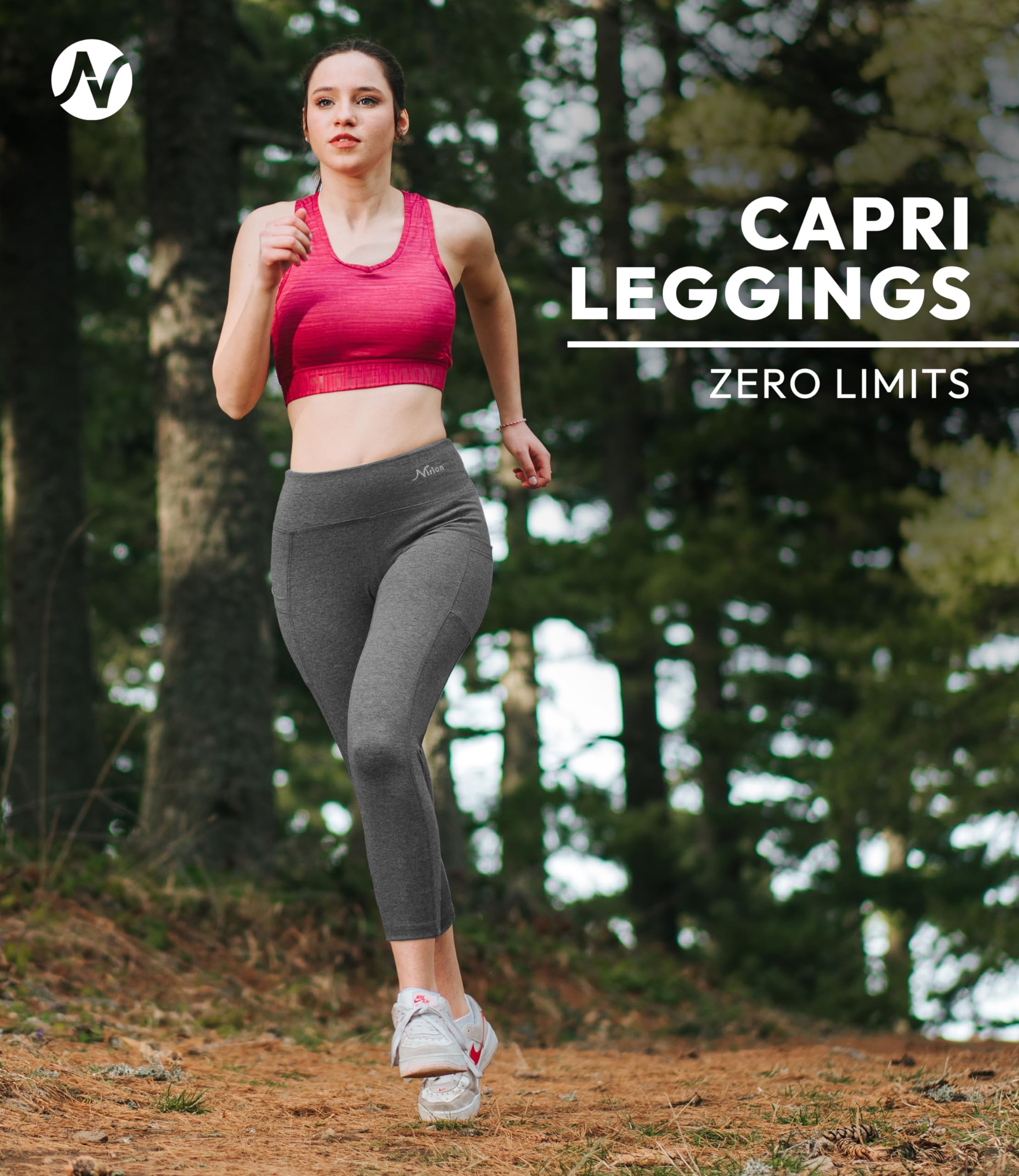 Breathable High Waisted Capri Leggings with Pockets for Women - Nirlon Workout Yoga Running Leggings - Perfect for Gym, Lounge & Outdoor Activities