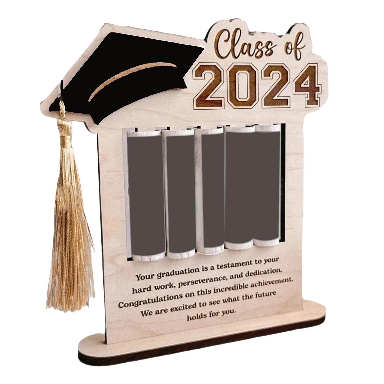 2024 Graduation Party Decorations - Money Holder & Gift Rack with Blackboard Sign - Blue Graduation Cash Display for Graduates - Perfect for High School & College Graduation Gifts & Party Decor
