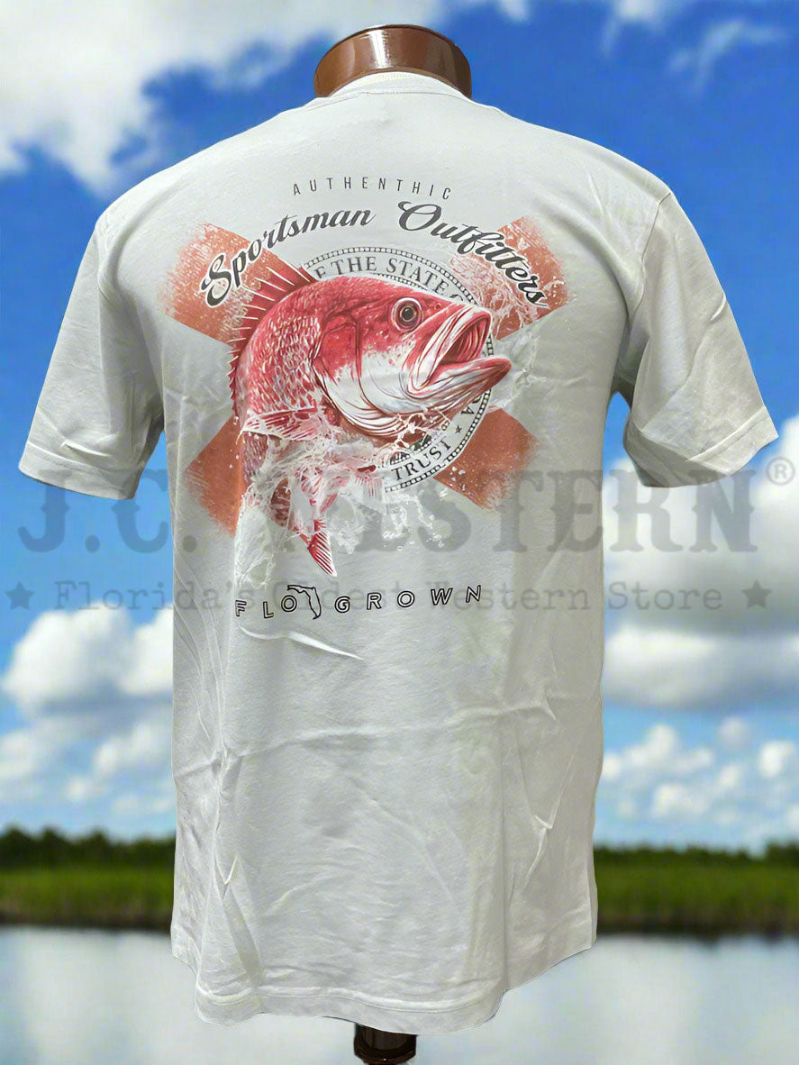 FloGrown FGM 1843 Men's King Red Snapper Graphic T-Shirt - Silver Grey | Casual Streetwear for Everyday Wear & Outdoor Activities