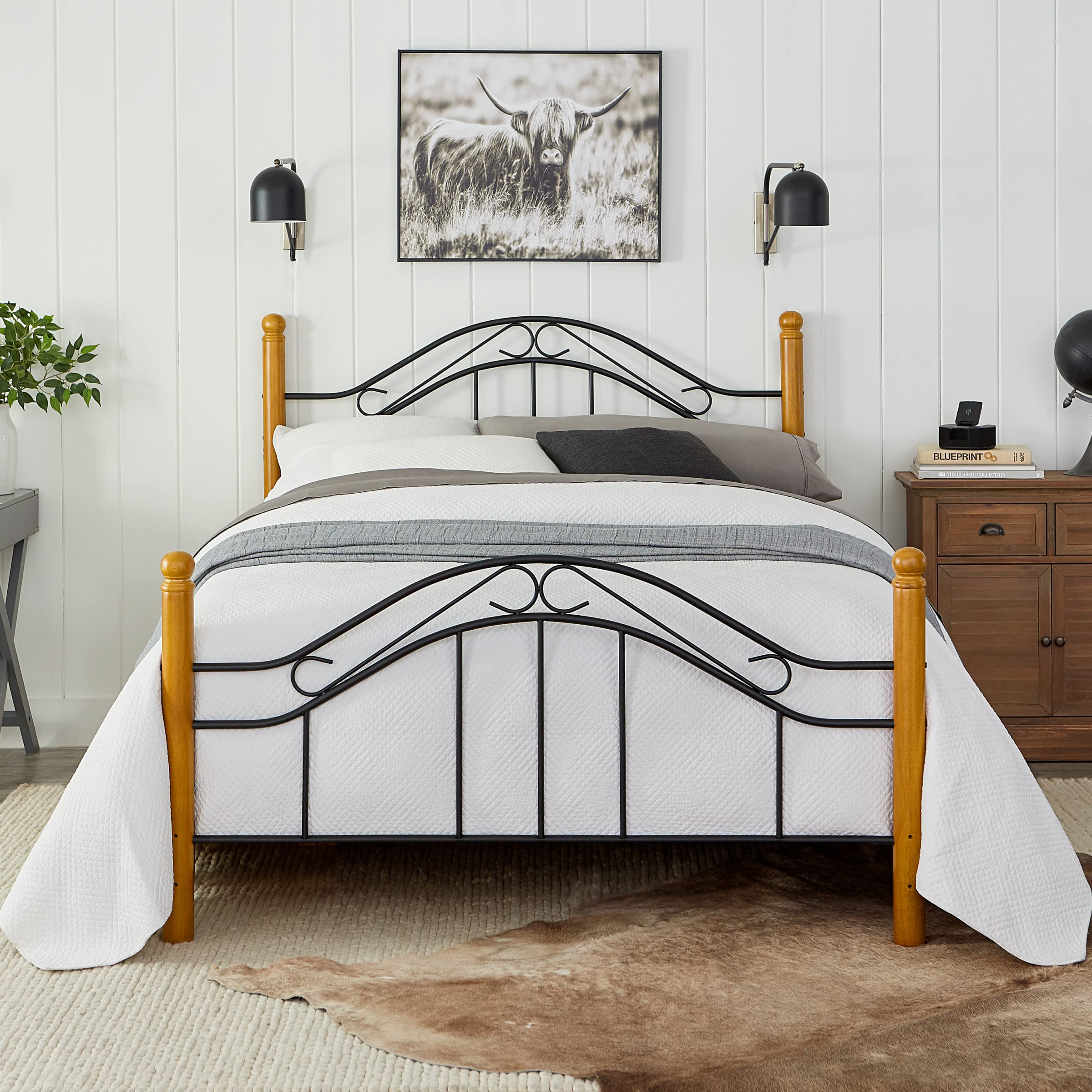 Hillsdale Furniture Winsloh Full Bed Frame Set in Medium Oak Finish - Perfect for Modern Bedroom Decor & Guest Room Setup