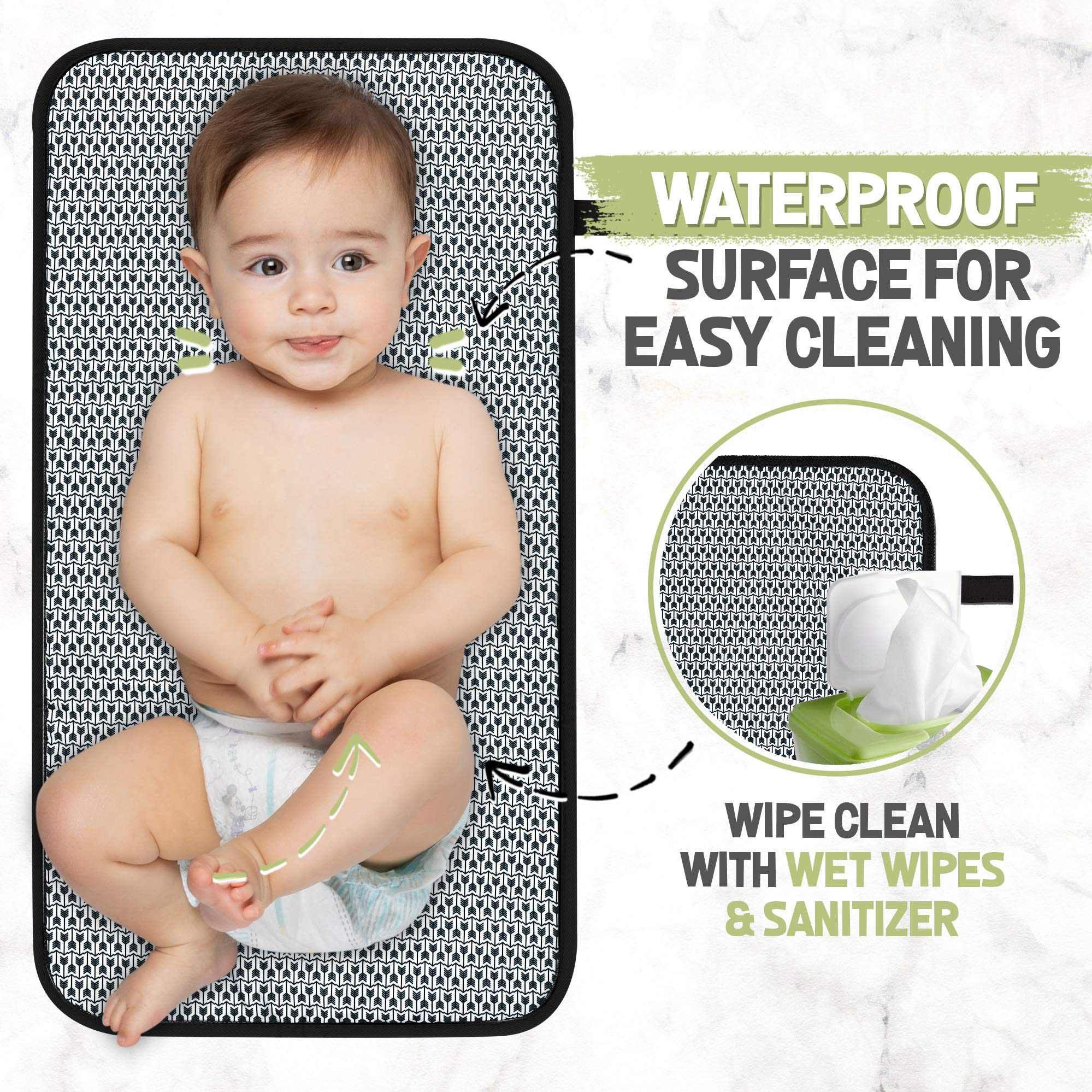 KeaBabies Waterproof Foldable Diaper Changing Pad - Portable Baby Changing Mat for Travel & Home Use - Large Diaper Organizer with Caddy - Perfect for Nursery, Stroller & On-the-Go Diaper Changes