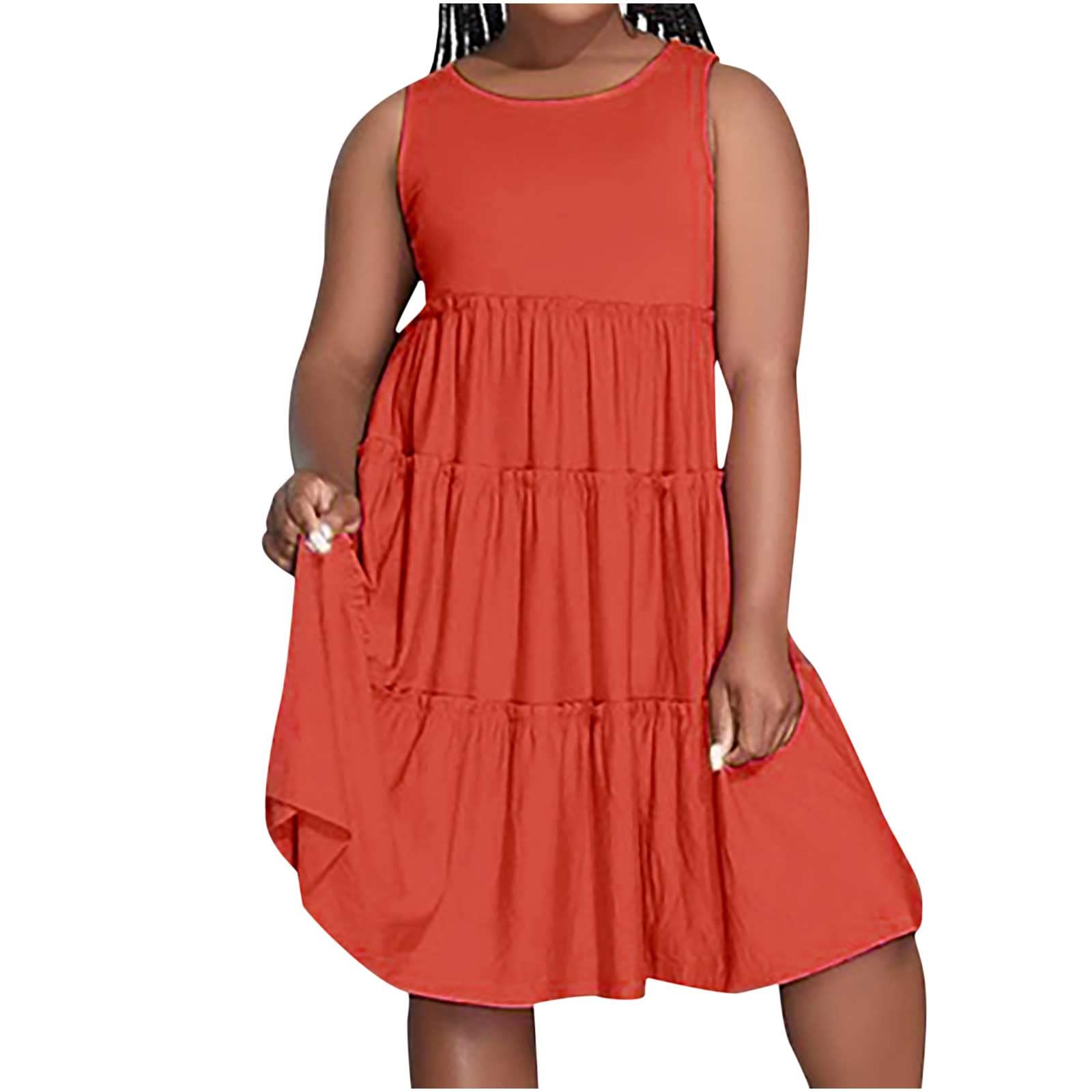 Ylioge Women's White Pleated A-Line Beach Dress - Casual Loose Fit Solid Summer Tank Dress with Crewneck, Knee Length | Perfect for Beach Vacations, Pool Parties & Summer Outings
