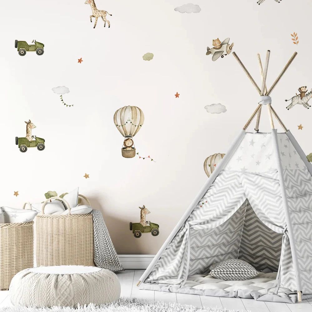 Animal Balloon Wall Stickers - Fun Nursery Room Decor for Kids | Perfect for Baby Shower, Birthday Party & Children's Bedroom Decoration