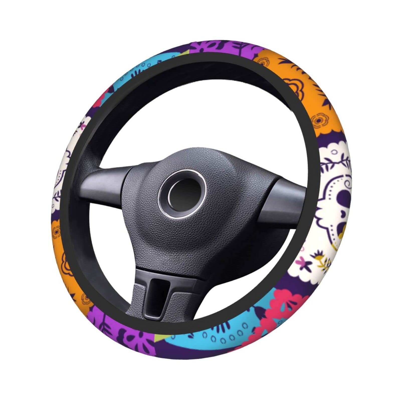 Authentic Mexican Print Neoprene Steering Wheel Cover - Universal 15 Inch Car Wheel Protector with Vibrant Mexico Design, Cute Automotive Accessory for Cars & Trucks - Perfect for Road Trips, Daily Commutes & Personalized Style Upgrade