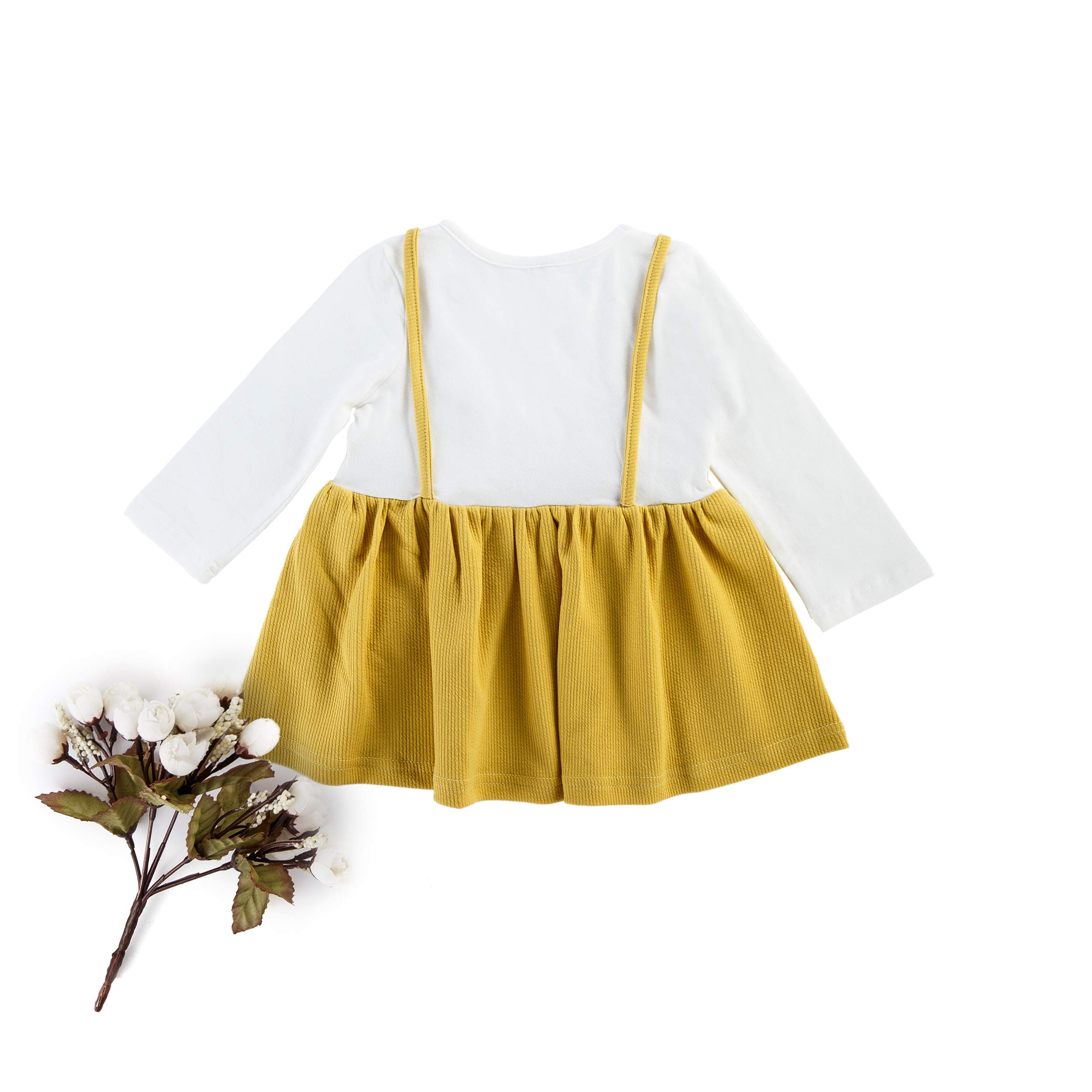 **Baby Girls Long Sleeve Princess Romper Dress with Strap Skirt - Cute Overall Outfit for Toddlers & Infants - Perfect for Holidays, Parties & Family Photos**