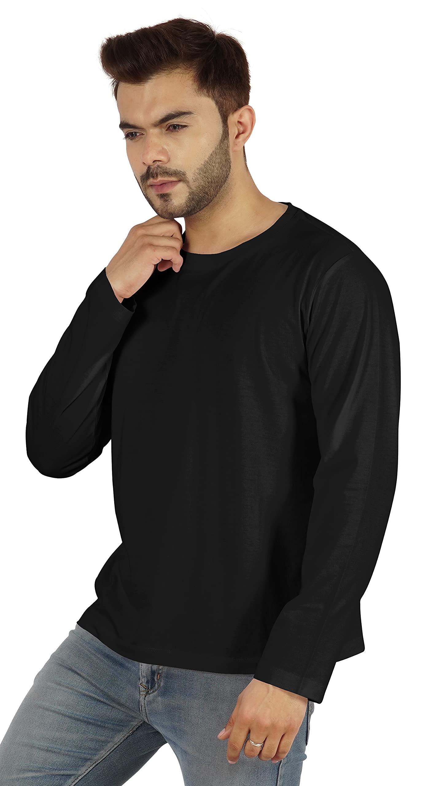 Inkmeso Men's Long Sleeve Cotton T-Shirt - Soft Breathable Casual Basic Tee for Everyday Wear, Work & Outdoor Activities