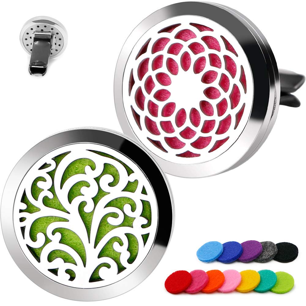 2PCS Aromatherapy Essential Oil Car Diffuser Vent Clips + 2PCS Black Oil Diffuser Vent Clips - Freshen Your Car & Home Air - Perfect for Travel, Office & Relaxation