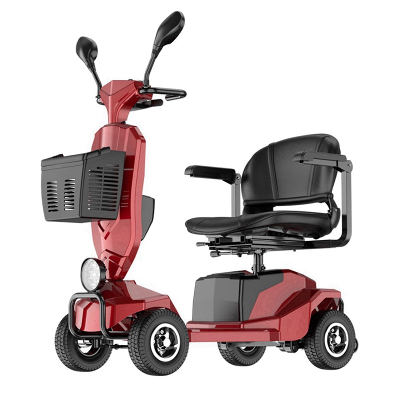 Best 4-Wheel Electric Mobility Scooter for Adults - Lightweight, Portable & Rechargeable - LED Headlights & Storage Basket - Perfect for Travel, Shopping & Outdoor Activities