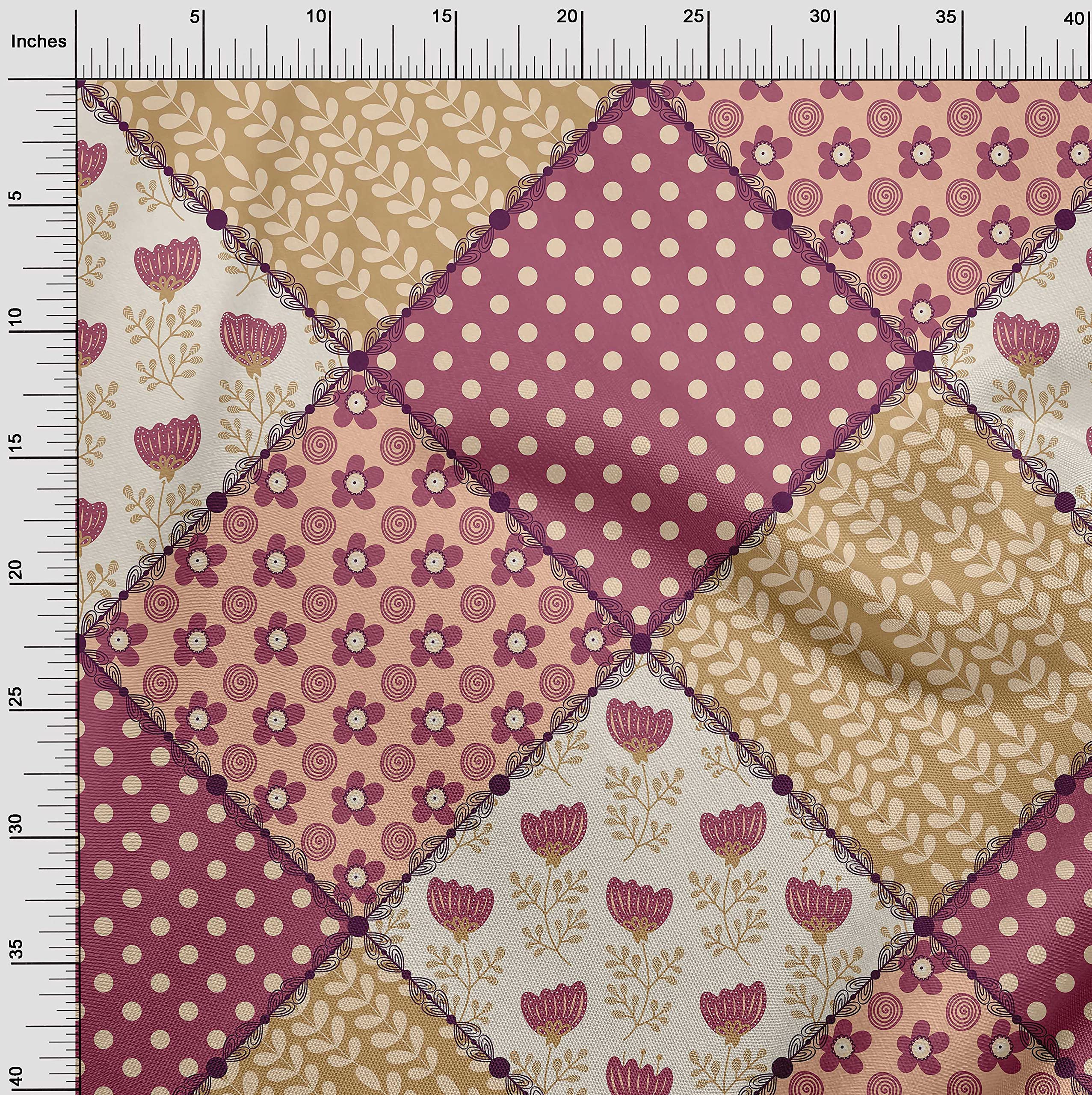 oneOone Rayon Pink Floral Printed Fabric by The Yard - 56 Inch Wide for DIY Clothing, Dresses, Skirts & Home Decor Sewing Supplies | Soft & Lightweight Material for Crafting, Quilting & Fashion Projects