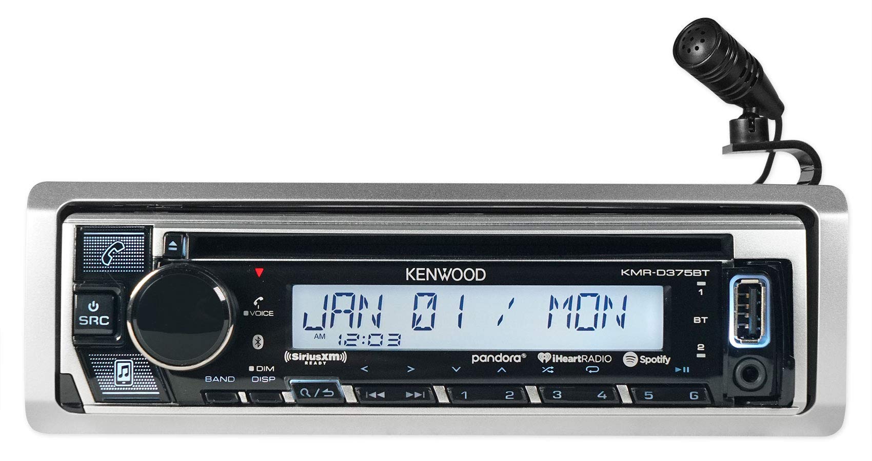 Kenwood KMR-D375BT Marine CD Receiver with Bluetooth & USB - Waterproof Boat Stereo for Boats, Yachts & Marine Vehicles | Perfect for Outdoor Water Activities & Cruising