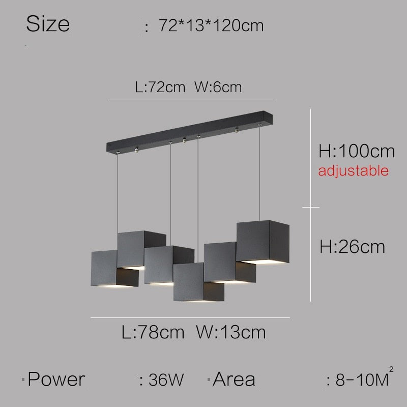 Modern Square Blocks Pendant Light - Geometric Hanging Chandelier for Kitchen Island, Dining Room & Living Room Decor