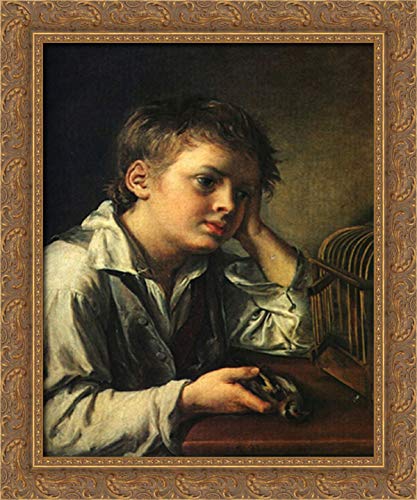 Vasily Tropinin Boy With A Dead Goldfinch 20x24 Canvas Art - Gold Ornate Wood Frame - Classic Oil Painting Reproduction - Perfect for Living Room, Bedroom & Office Decor