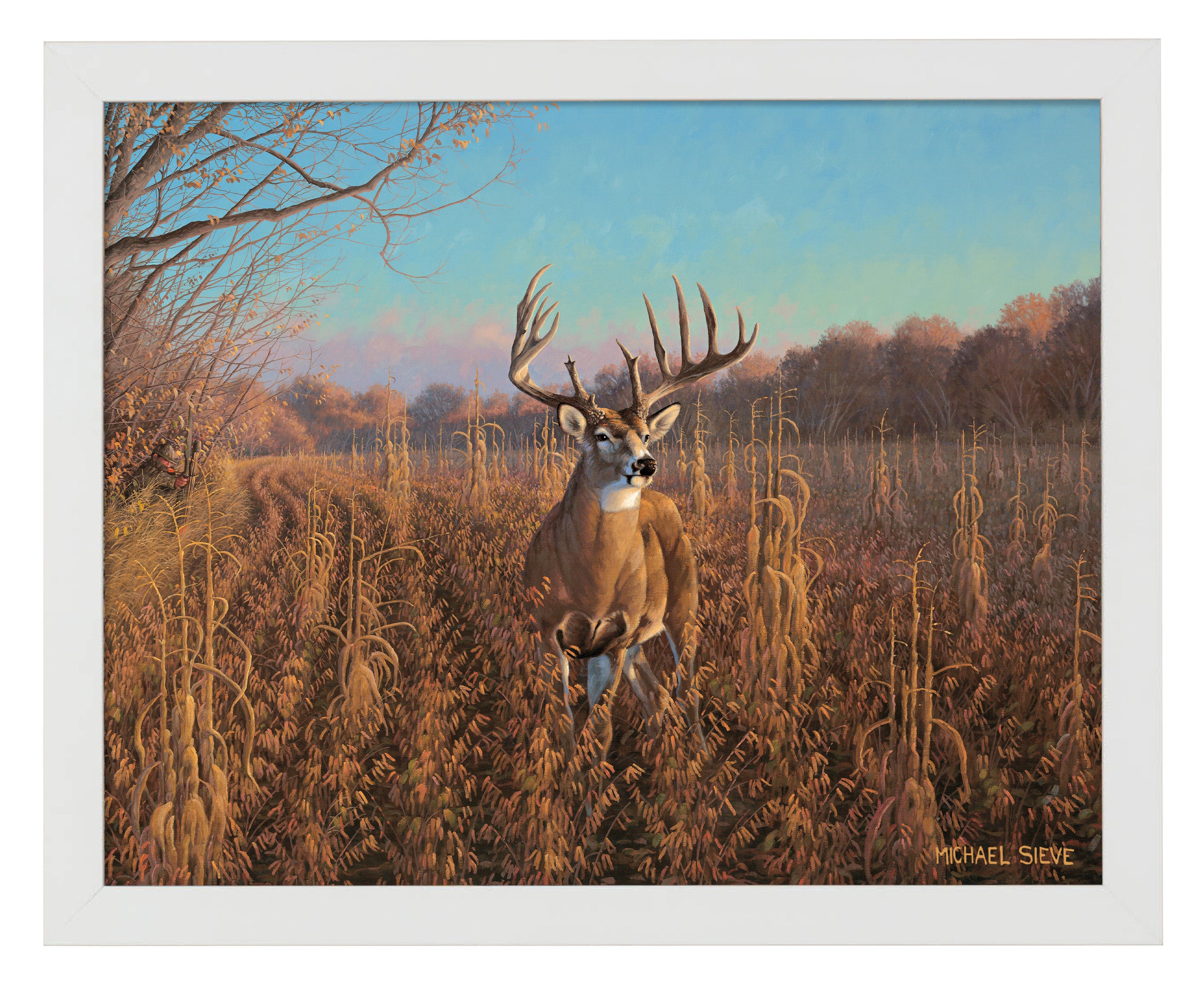 Beanfield Buck Whitetail Deer Hunting Art Prints - Premium Wildlife Wall Decor for Cabin, Lodge & Hunting Room