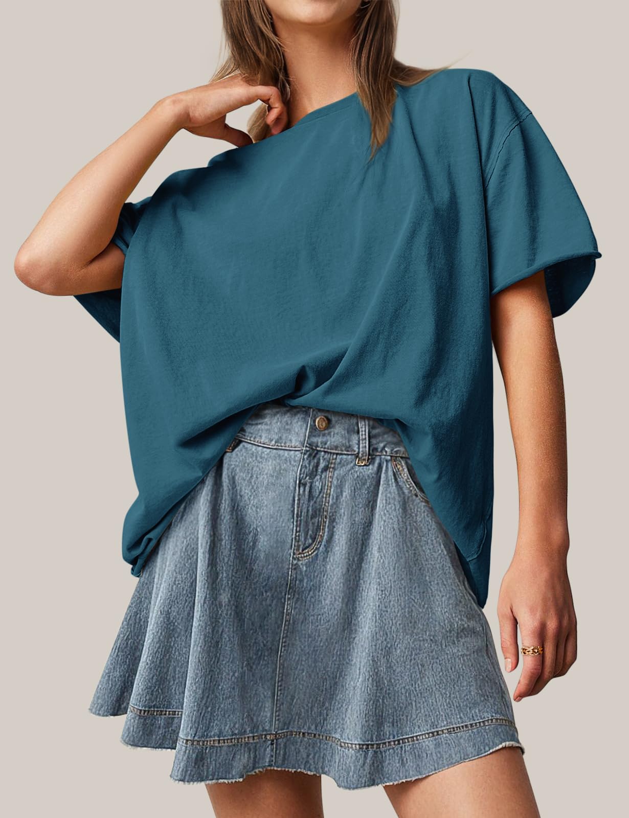 Women's Oversized T-Shirts 2024 | Loose Fit Cotton Summer Tunic Tops | Soft Short Sleeve Boxy Tee | Casual Wear, Beach Outfits & Lounge Comfort
