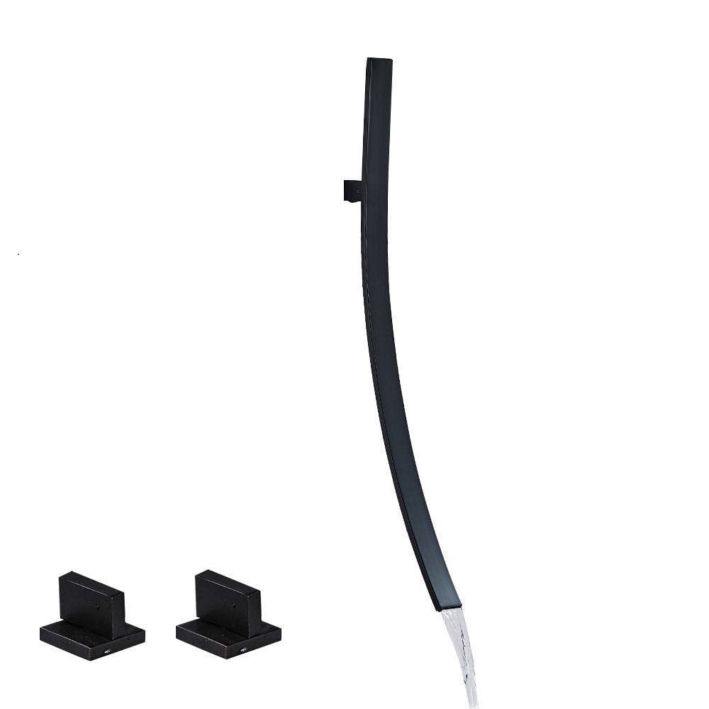 Wall Mounted Waterfall Bathroom Sink Faucet - Single Handle Chrome Basin Mixer Tap with Concealed Installation (Deck Black) - Perfect for Modern Bathrooms, Powder Rooms & Spa-Style Vanities