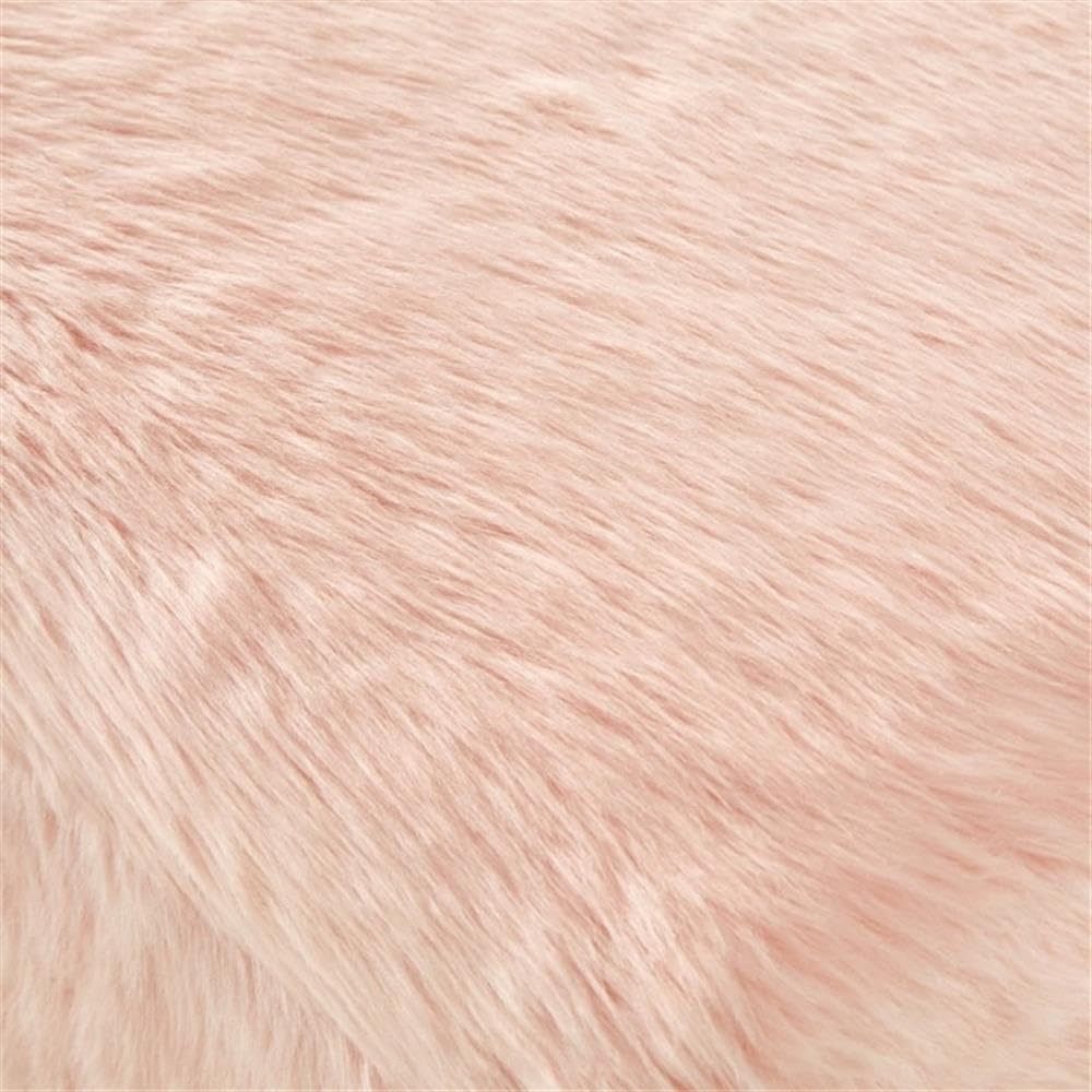 Stanley Modern Faux Fur Fabric Cube Storage Ottoman in Blush Pink - Versatile Living Room Furniture for Small Space Organization, Extra Seating & Home Decor