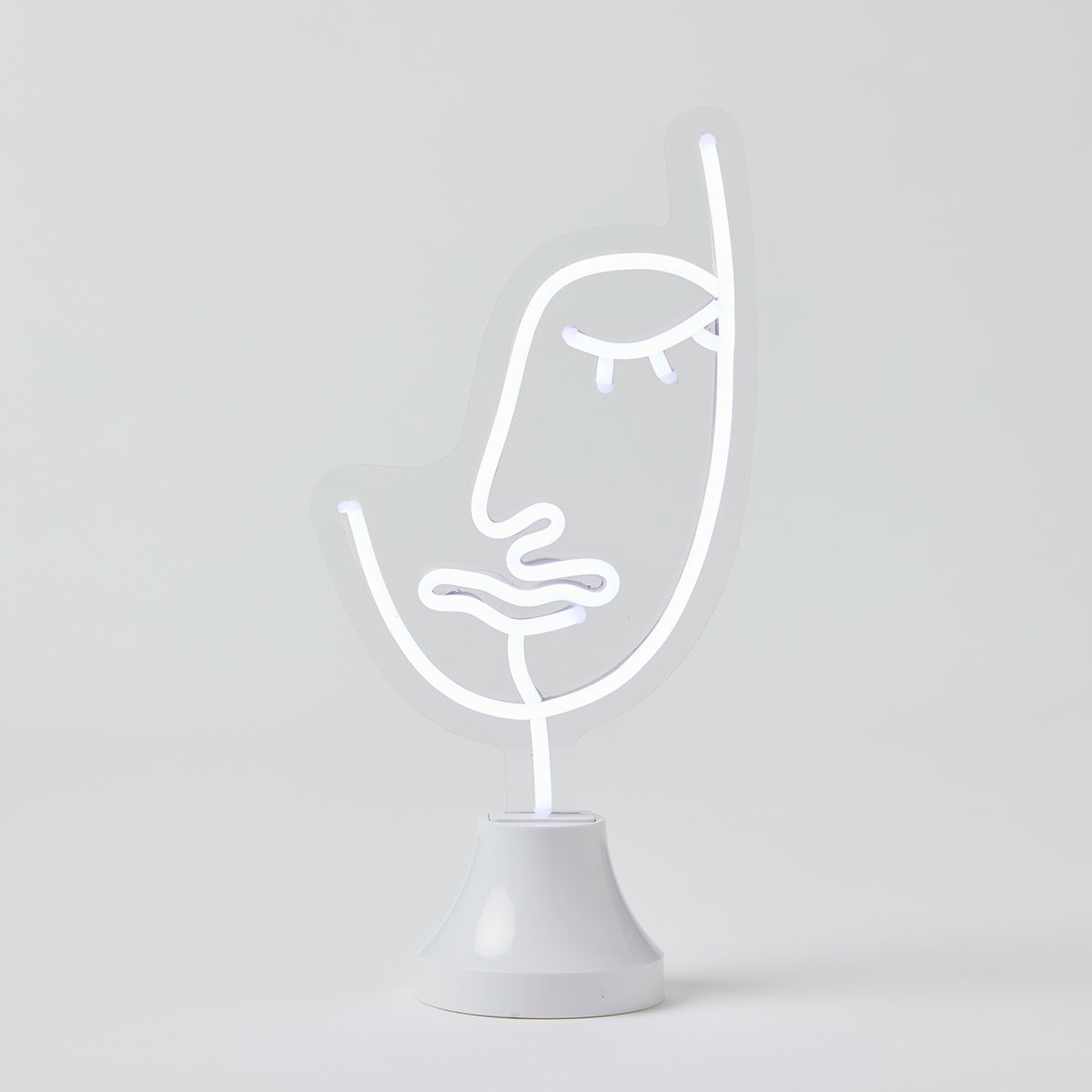 Pilbeam Living LED Neon Face Light with Stand - Customizable Wall Art for Bedroom, Bar, or Party Decor