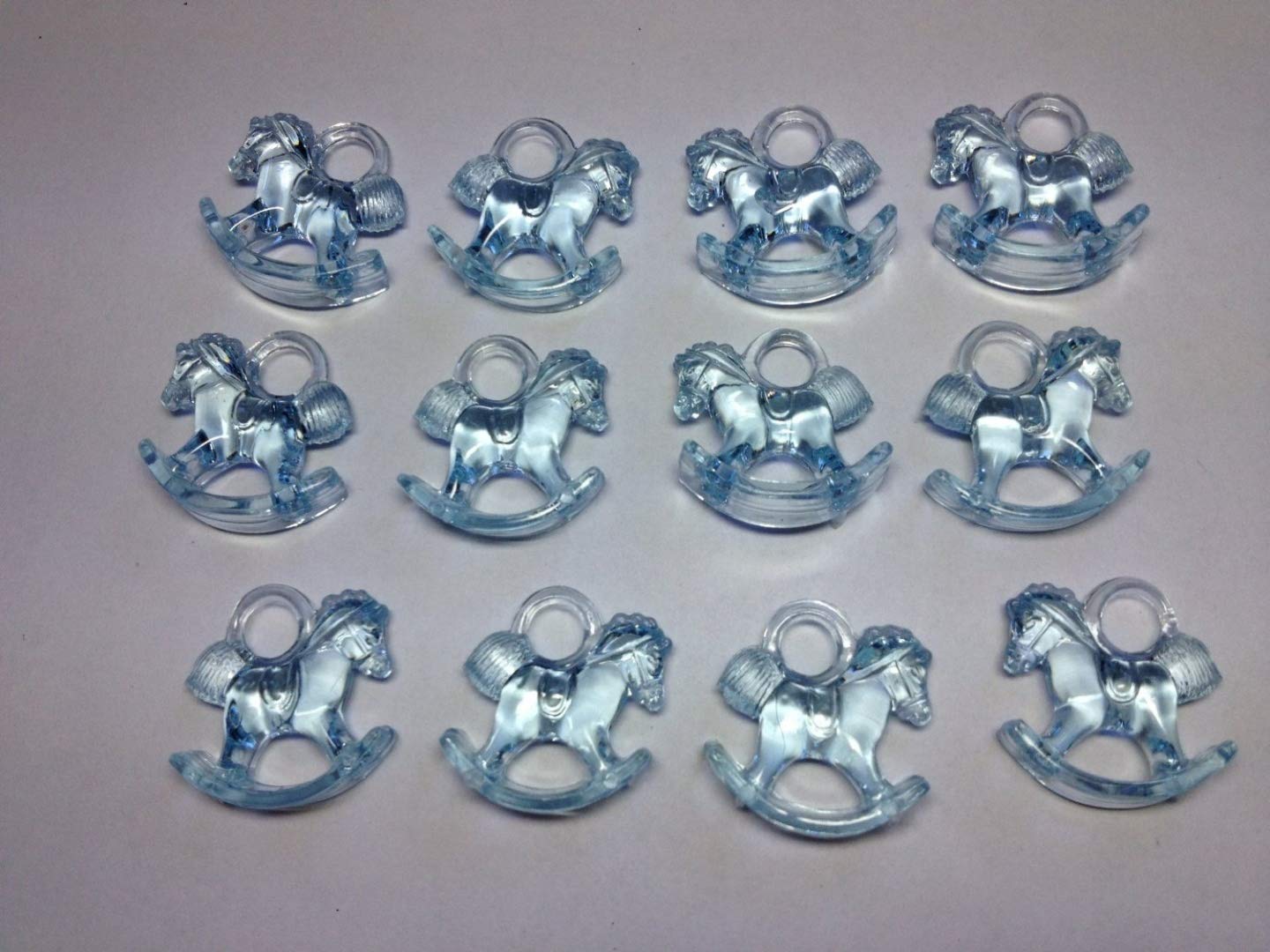 60 Pcs 1 Inch Blue Acrylic Rocking Horse Charms - Baby Shower Game Prizes, Party Favors & Decorations - Perfect for Gender Reveal, Birthday Parties and Nursery Decor