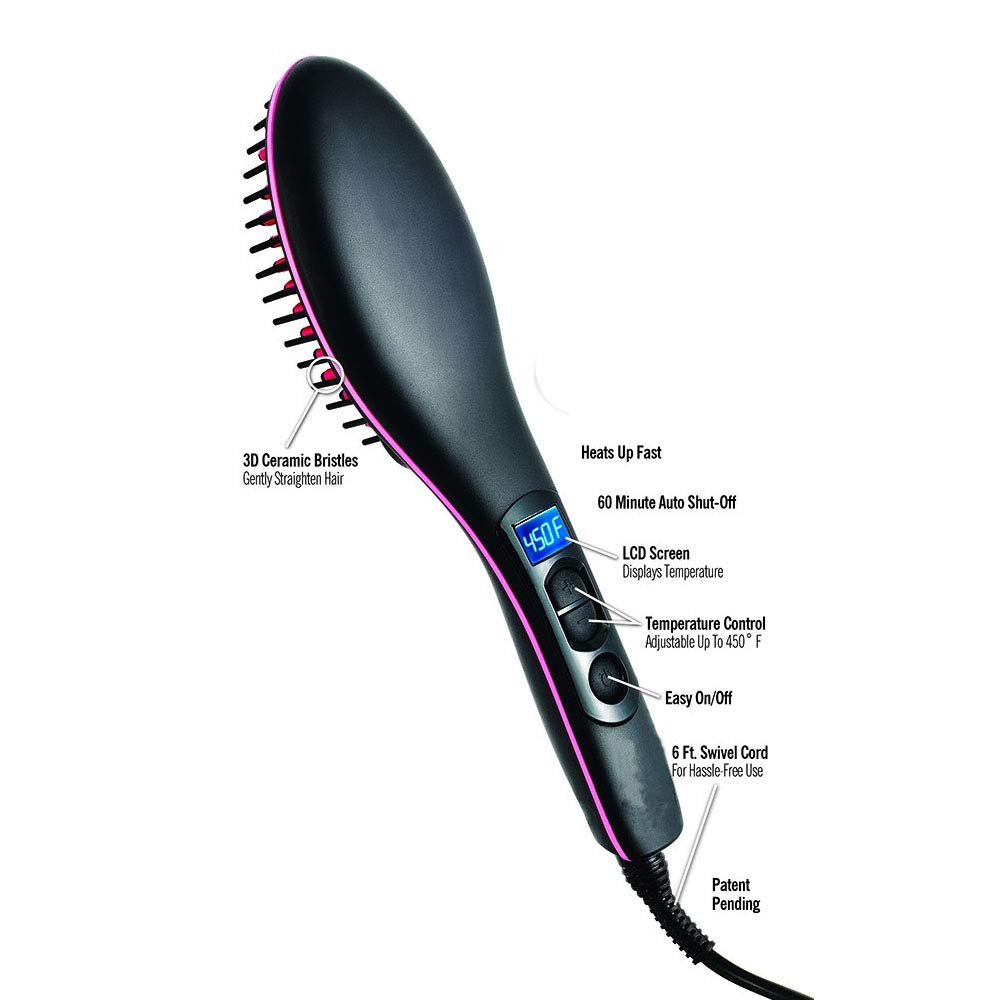 Frackkon Electric Hair Straightener Comb - Ceramic Fast Heating Digital Flat Iron with LCD Display & Adjustable Temperature for Smooth Styling - Perfect for Home, Travel, and Salon Use