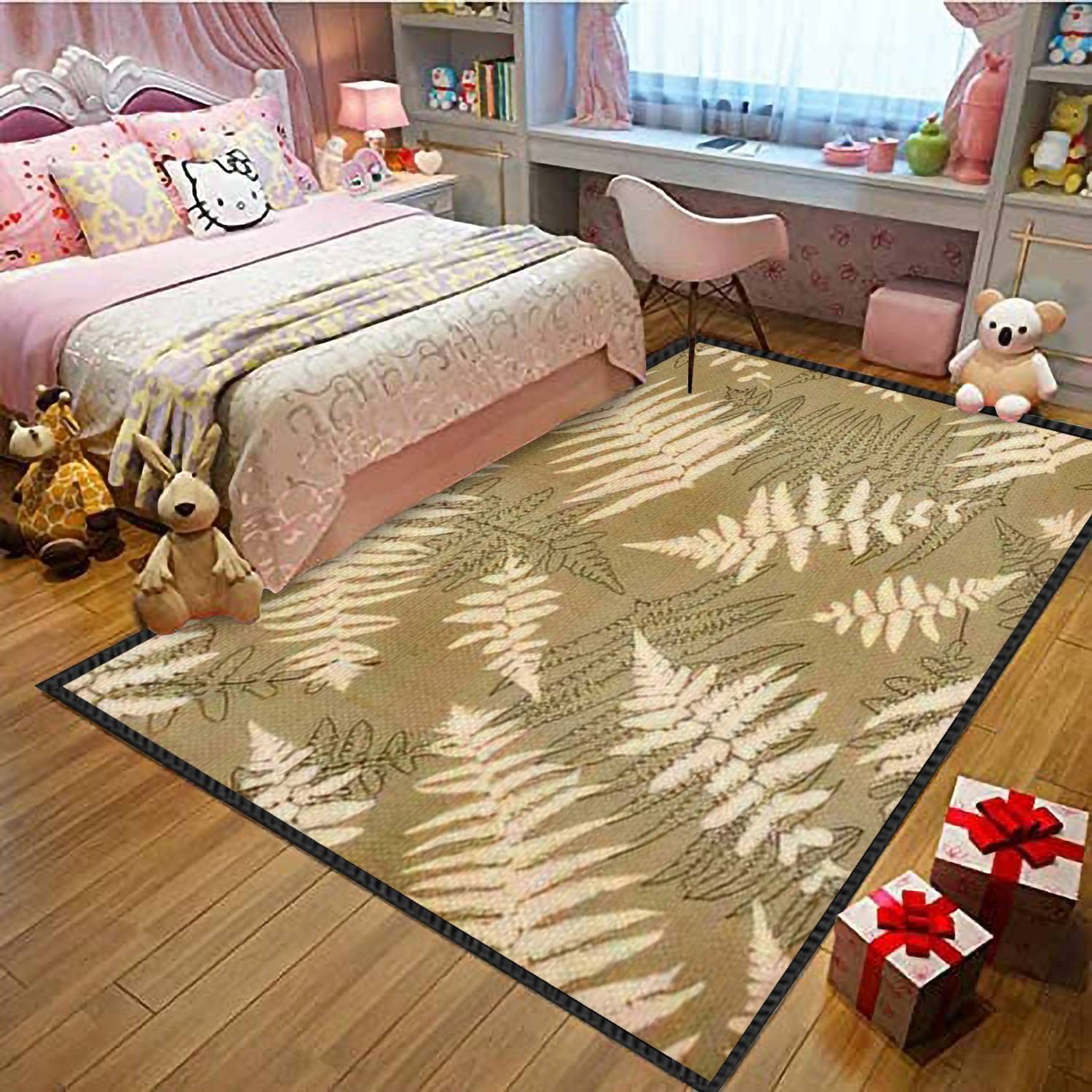 Modern Abstract Fern Leaf Area Rug - Non-Slip Soft Indoor/Outdoor Carpet with Seamless Bracken Silhouette Design for Living Room, Bedroom, Kids Room - Perfect for Home Decor, Yoga Space, and Cozy Reading Nooks
