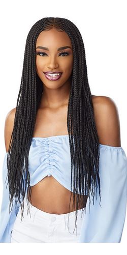 Sensationnel Swiss Lace Wig - Center Part French Braided Top - Natural Look Human Hair Wig for Women | Perfect for Daily Wear, Cosplay & Special Occasions