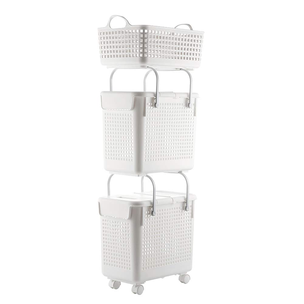 ZXY-NAN Large 3-Tier Laundry Hamper Basket - Heavy Duty Rolling Storage Cart for Dirty Clothes Organization with Shelves | Perfect for Bedroom, Bathroom & Laundry Room Organization