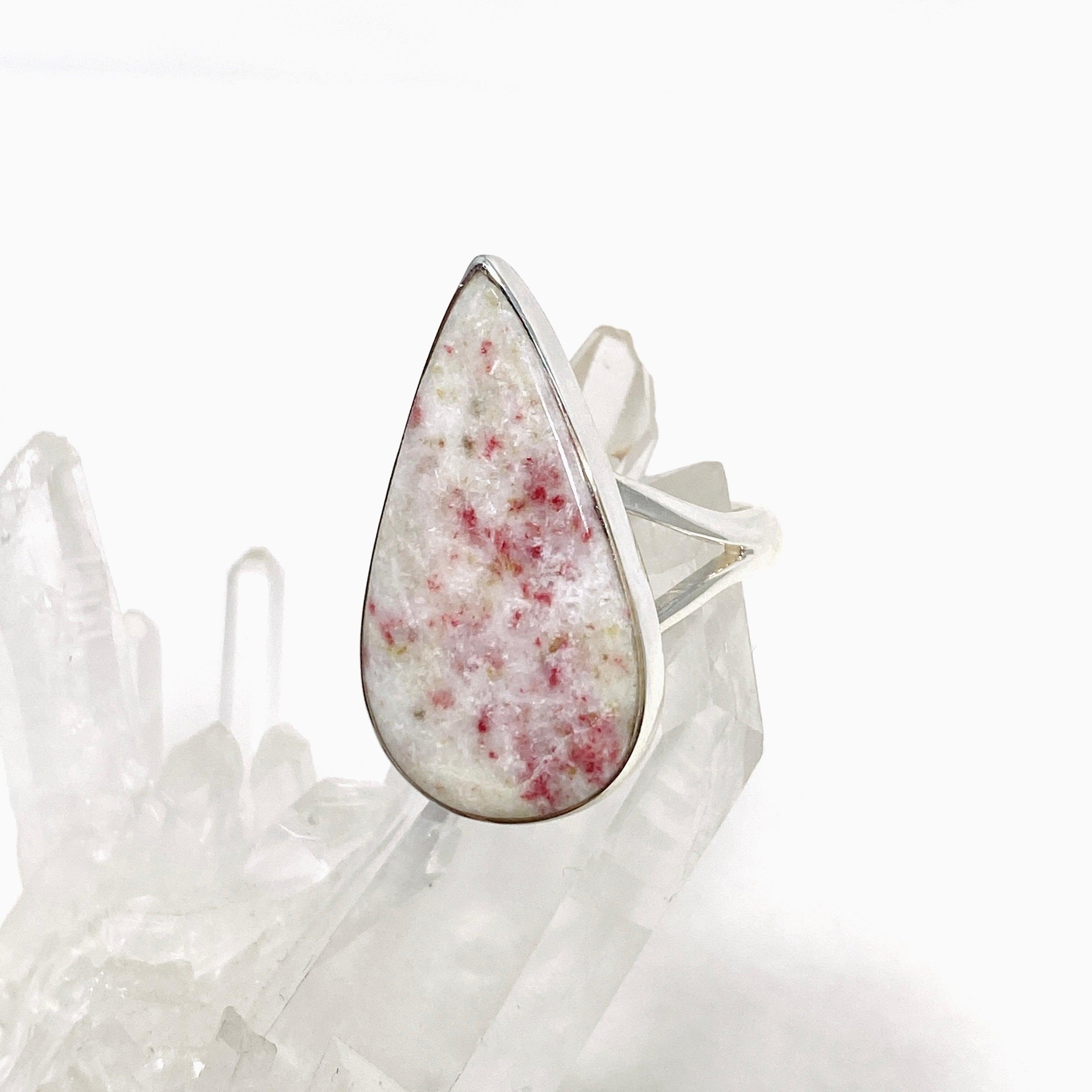 Cinnabar Teardrop Split Band Ring for Women - Size 9 - KRGJ3176 - Elegant Boho Jewelry for Parties, Weddings & Everyday Wear