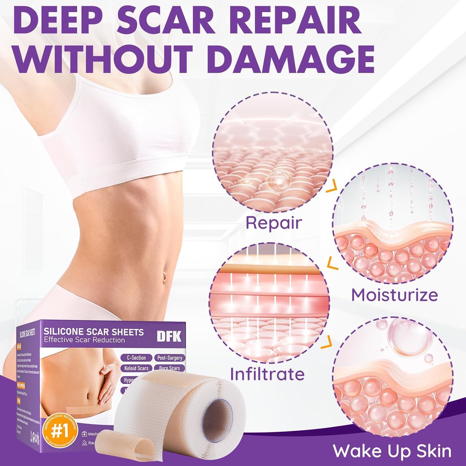 Professional Reusable Silicone Scar Sheets & Tape (1.6
