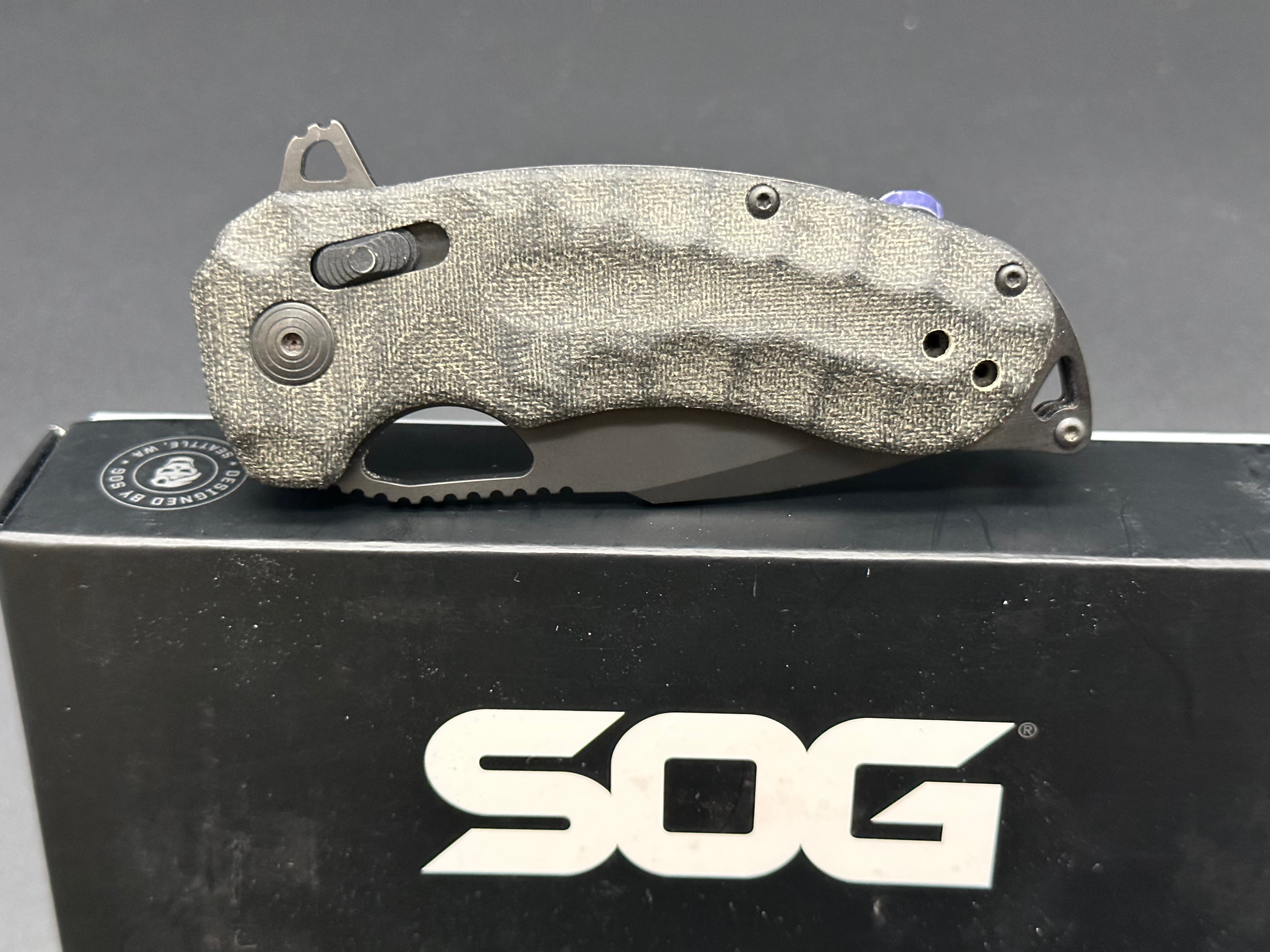 SOG Kiku XR Folding Knife - Blackout Edition with Black Micarta Handle | EDC Tactical Knife for Outdoor Camping, Hunting & Survival Gear