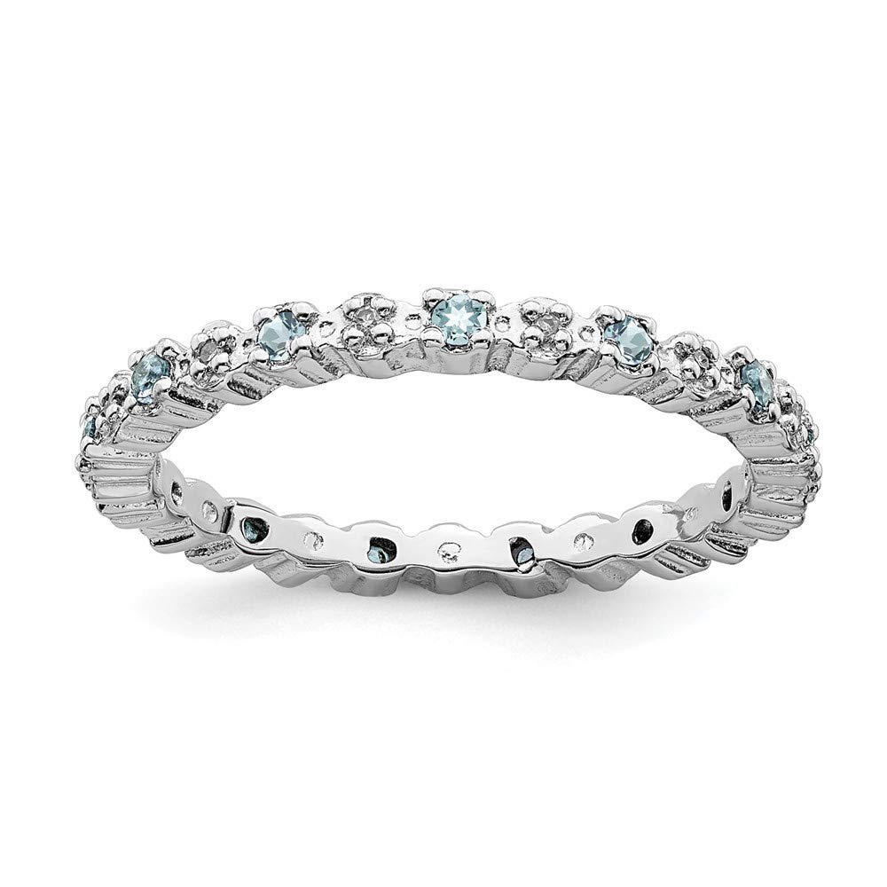 925 Sterling Silver Stackable Aquamarine & Diamond Ring for Women - Elegant Jewelry Gift for Anniversary, Birthday, Wedding - Sizes 5-10 - Perfect for Everyday Wear & Special Occasions
