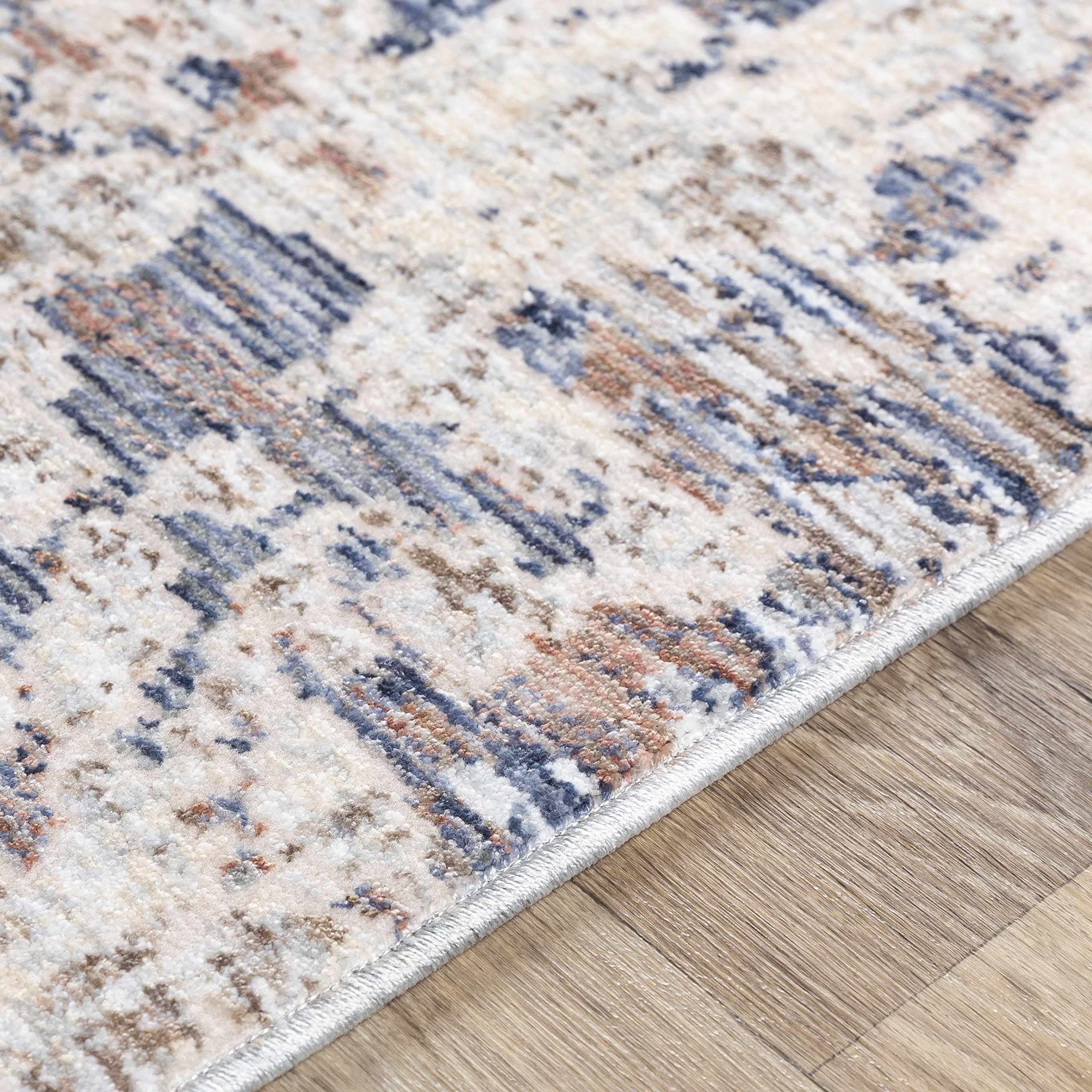 Modern Hauteloom Broxbourne Area Rug for Living Room & Bedroom - Navy, Denim, Pale Blue - 2' x 3'3