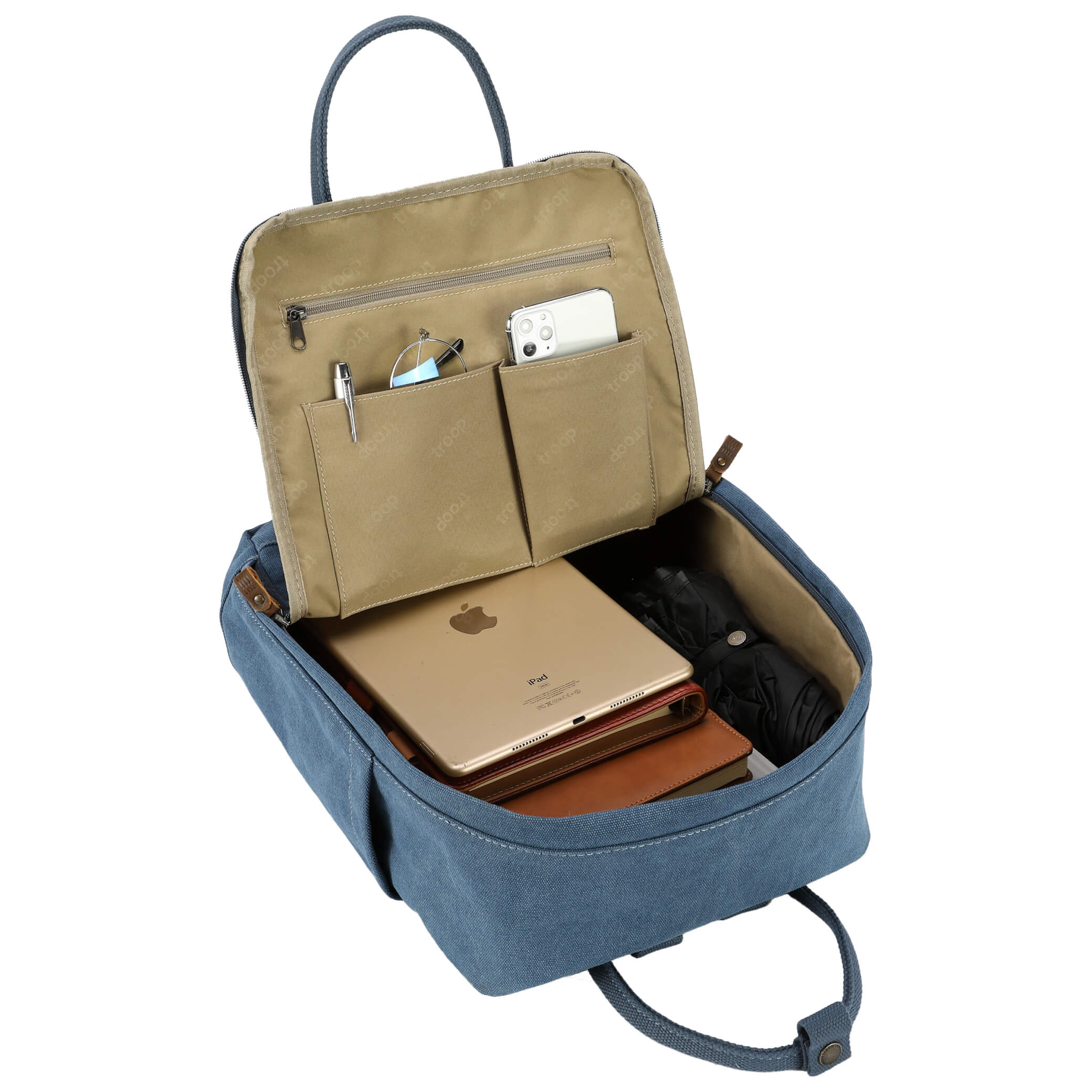 TRP0549 Troop London Classic Canvas Daypack - Durable Unisex Backpack for Travel, School & Work | Water-Resistant Daypack for Commuting, Hiking & College Campus Use