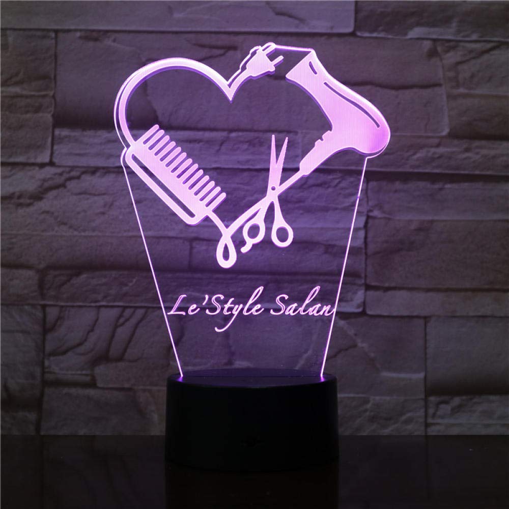3D Illusion LED Night Light - Hair Stylist Scissor Design Desk Lamp for Barber Shop & Home Decor | Perfect Gift for Hairdressers, Cosmetologists | Bedroom, Salon, Spa Ambient Lighting